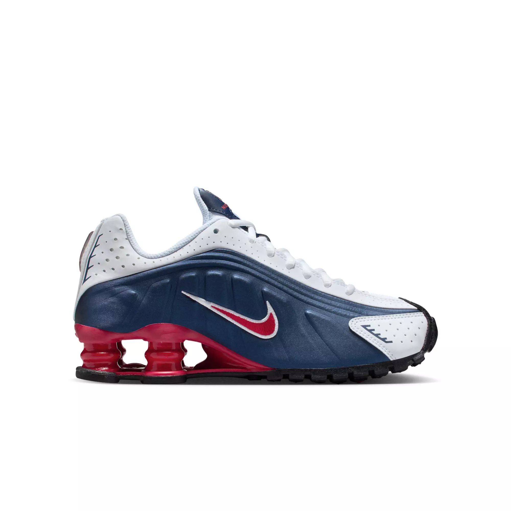 Nike Shox R4 "Midnight Navy/Gym Red/White" Grade School Boys' Shoe - WHITE/RED/BLUE