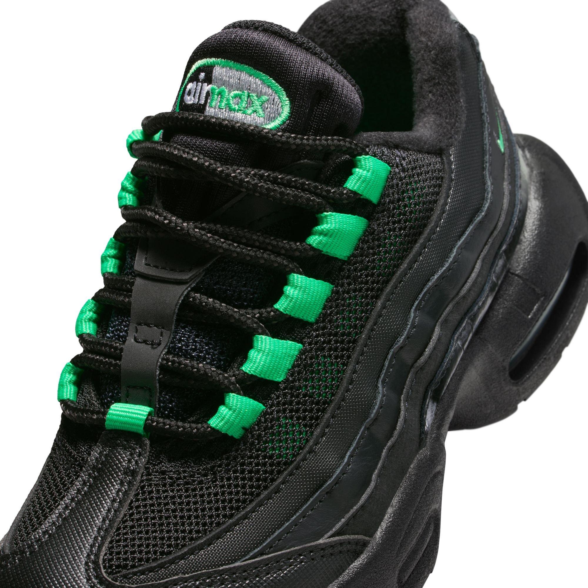 Nike Air Max 95 Recraft "Black/Green Shock/Pearl Grey" Preschool Boys' Shoe - BLACK/GREEN Thumbnail View 9