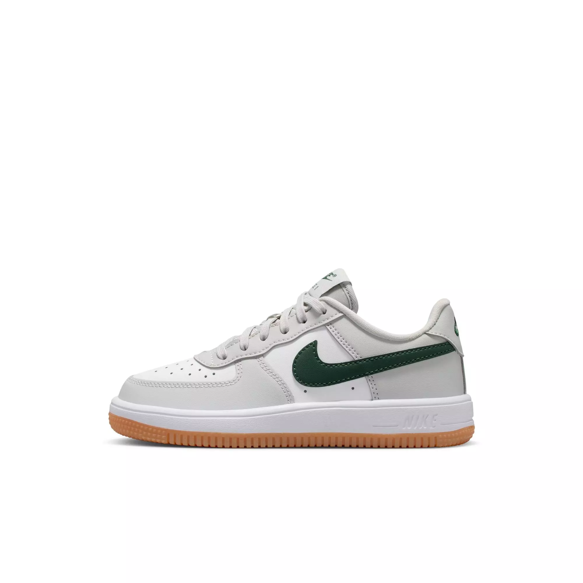 Nike Air Force 1 "Photon Dust/White/Fir/Gum Med Brown" Preschool Boys' Shoe - WHITE/GREEN