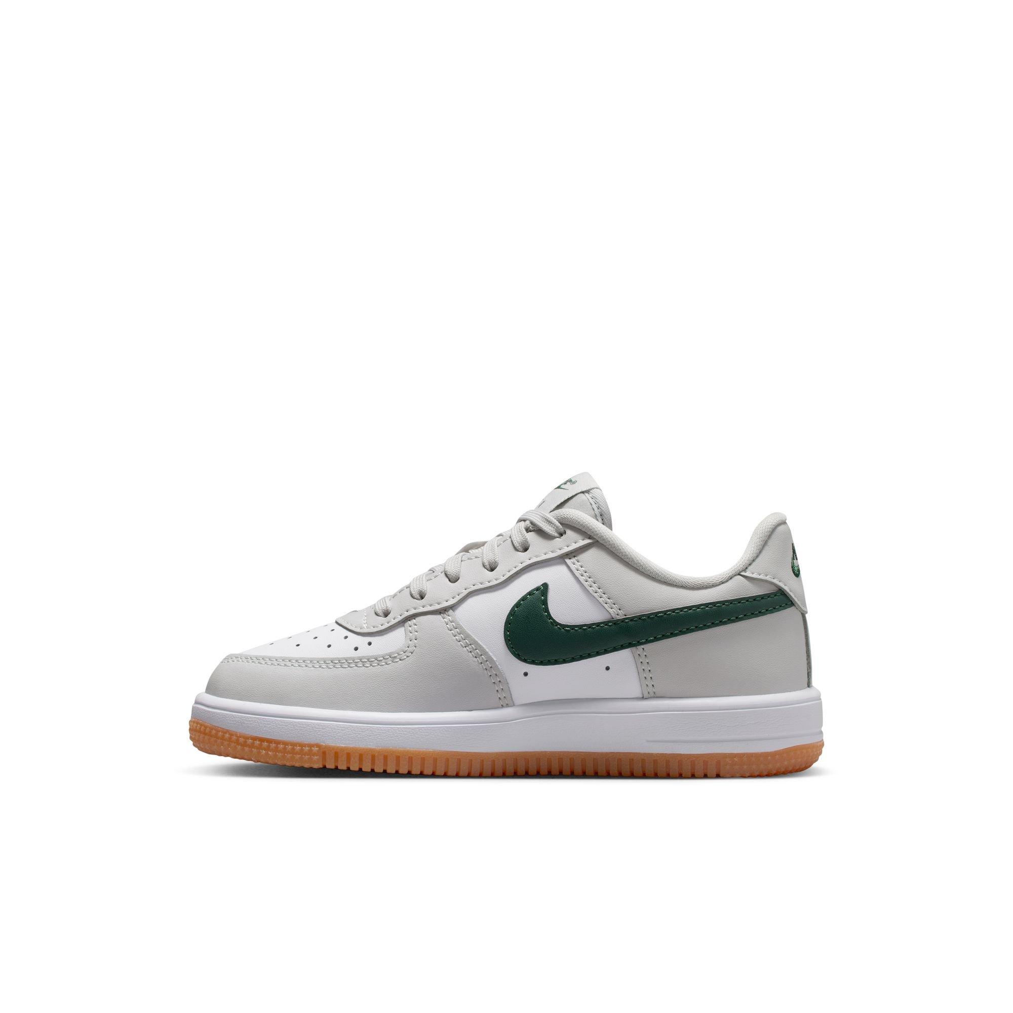 Nike Air Force 1 Preschool Boys' "Photon Dust/White/Fir/Gum Med Brown" Shoe