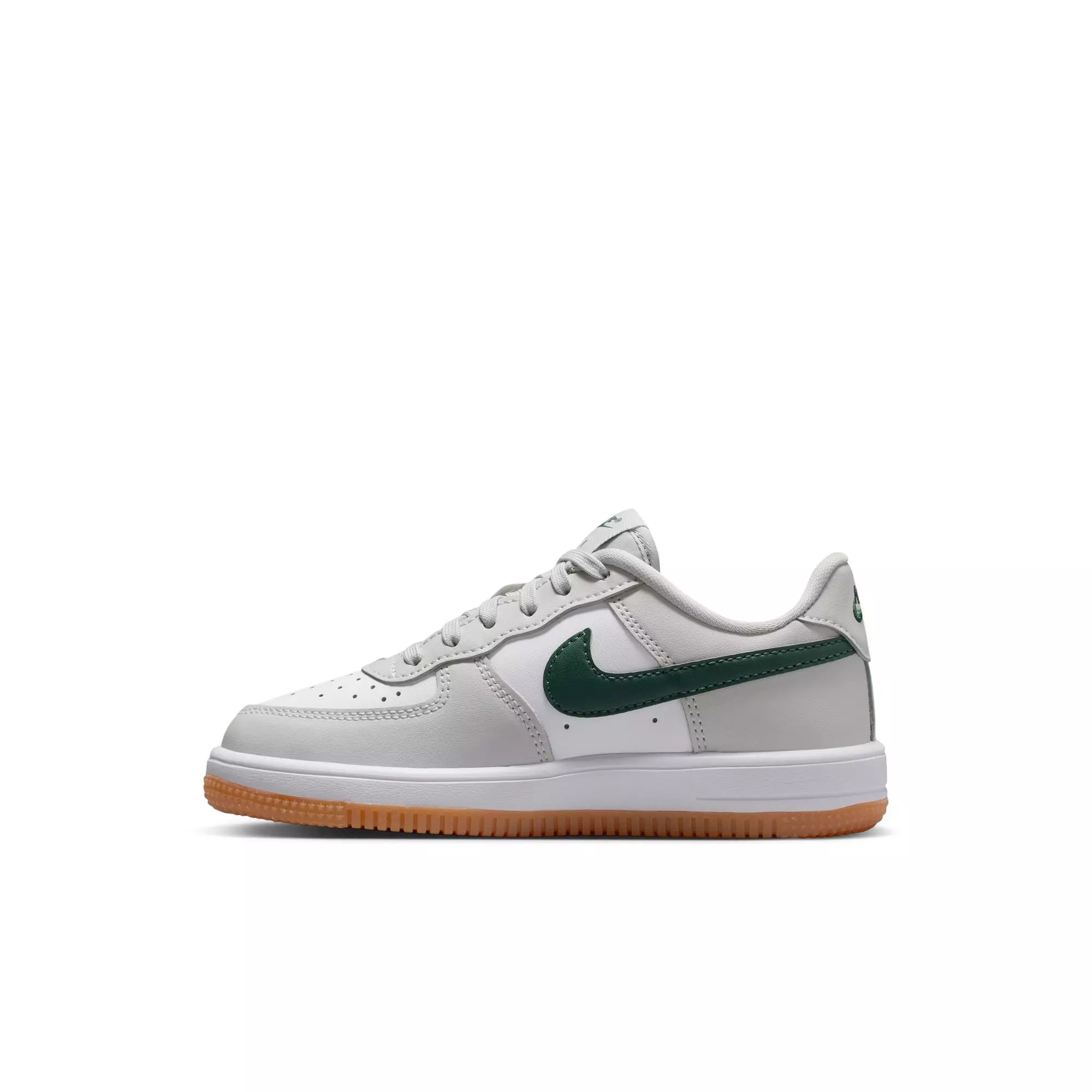 Nike Air Force 1 "Photon Dust/White/Fir/Gum Med Brown" Preschool Boys' Shoe - WHITE/GREEN