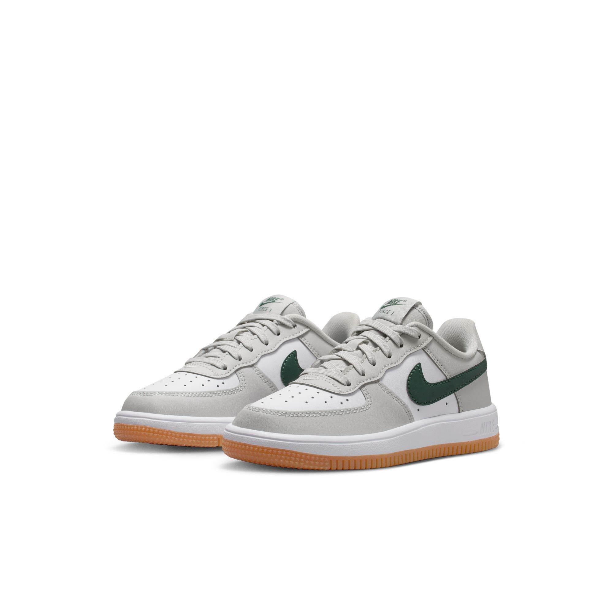 Nike Air Force 1 Preschool Boys' "Photon Dust/White/Fir/Gum Med Brown" Shoe