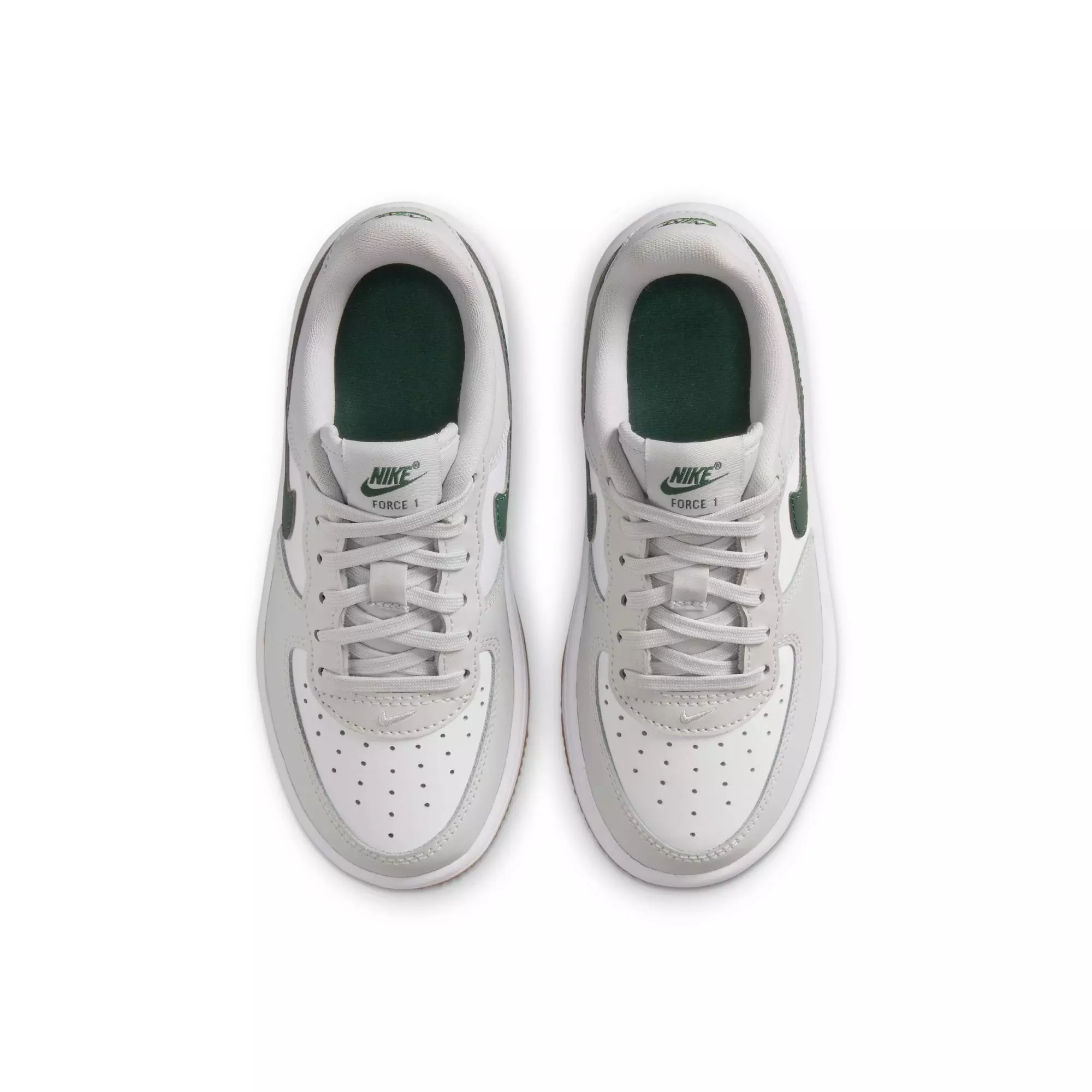 Nike Air Force 1 "Photon Dust/White/Fir/Gum Med Brown" Preschool Boys' Shoe - WHITE/GREEN