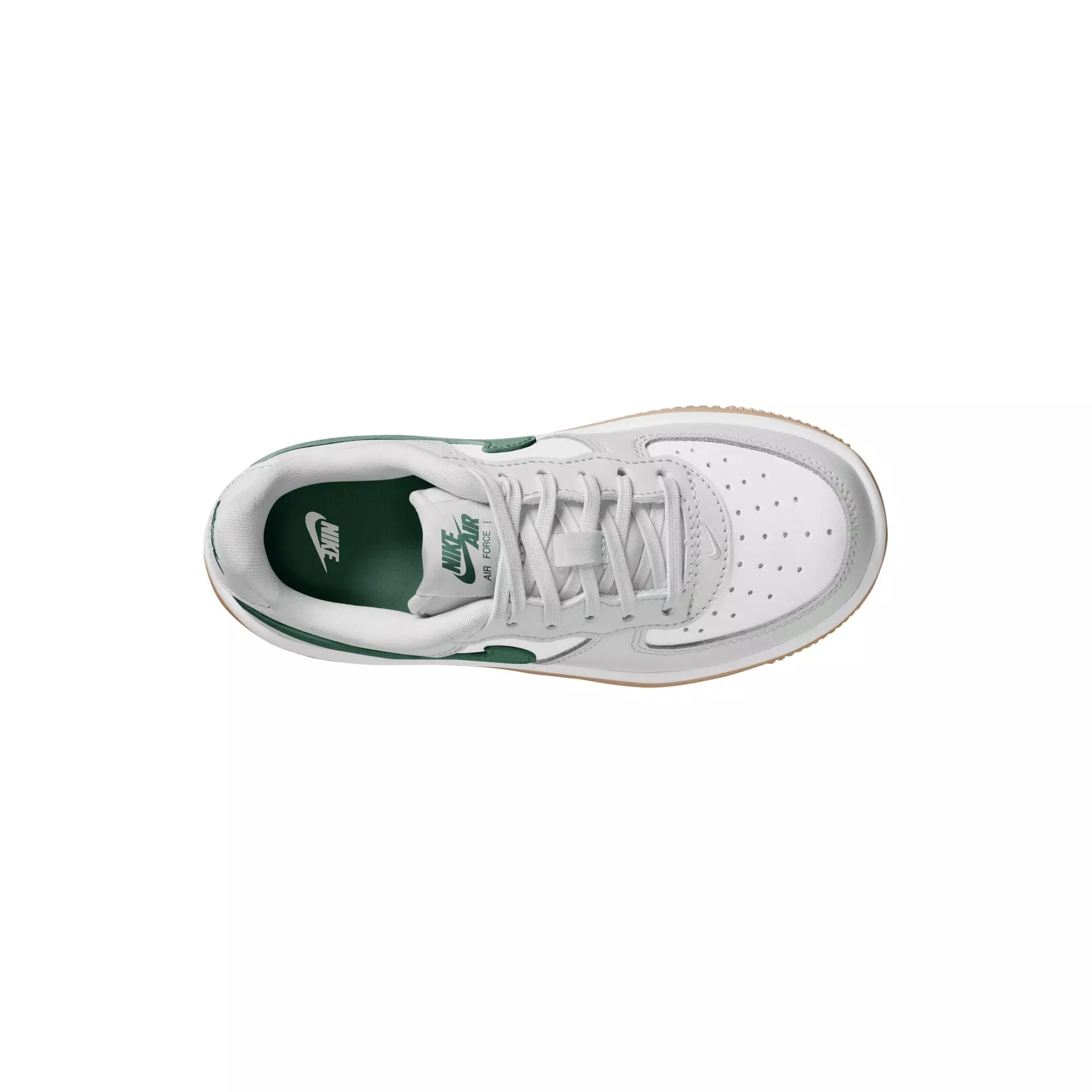 Nike Air Force 1 "Photon Dust/White/Fir/Gum Med Brown" Preschool Boys' Shoe - WHITE/GREEN
