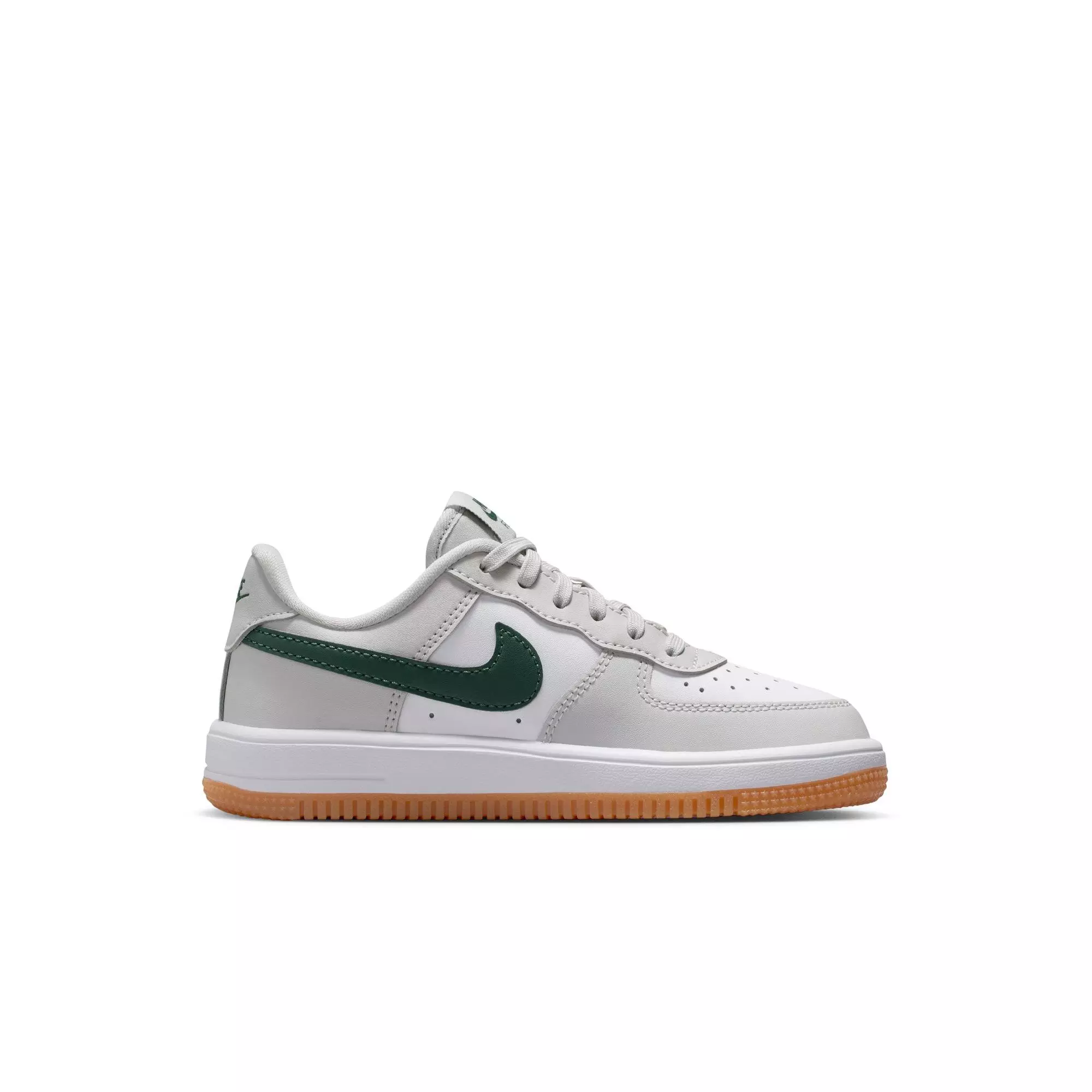 Nike Air Force 1 "Photon Dust/White/Fir/Gum Med Brown" Preschool Boys' Shoe - WHITE/GREEN
