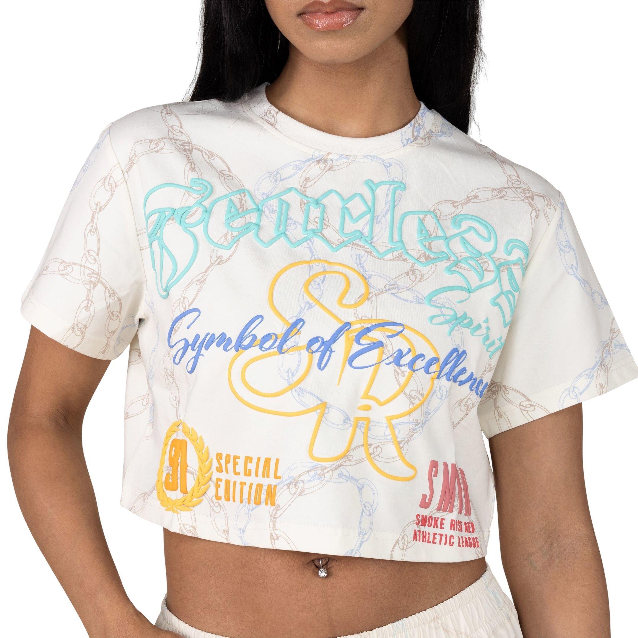 Smoke Rise Women's Cropped Fearless Chain Tee - OFF-WHITE Thumbnail View 1