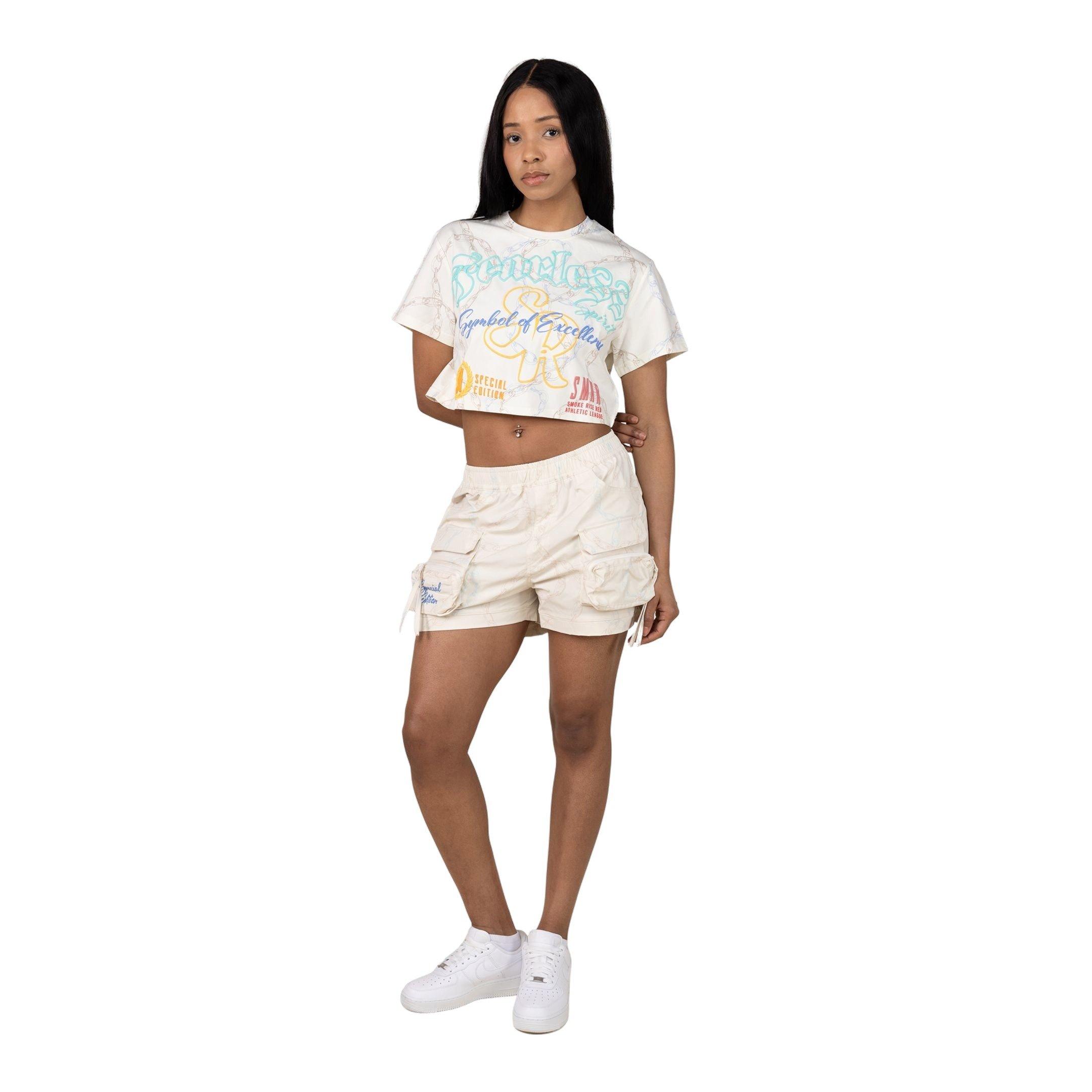 Smoke Rise Women's Cropped Fearless Chain Tee - OFF-WHITE Thumbnail View 3