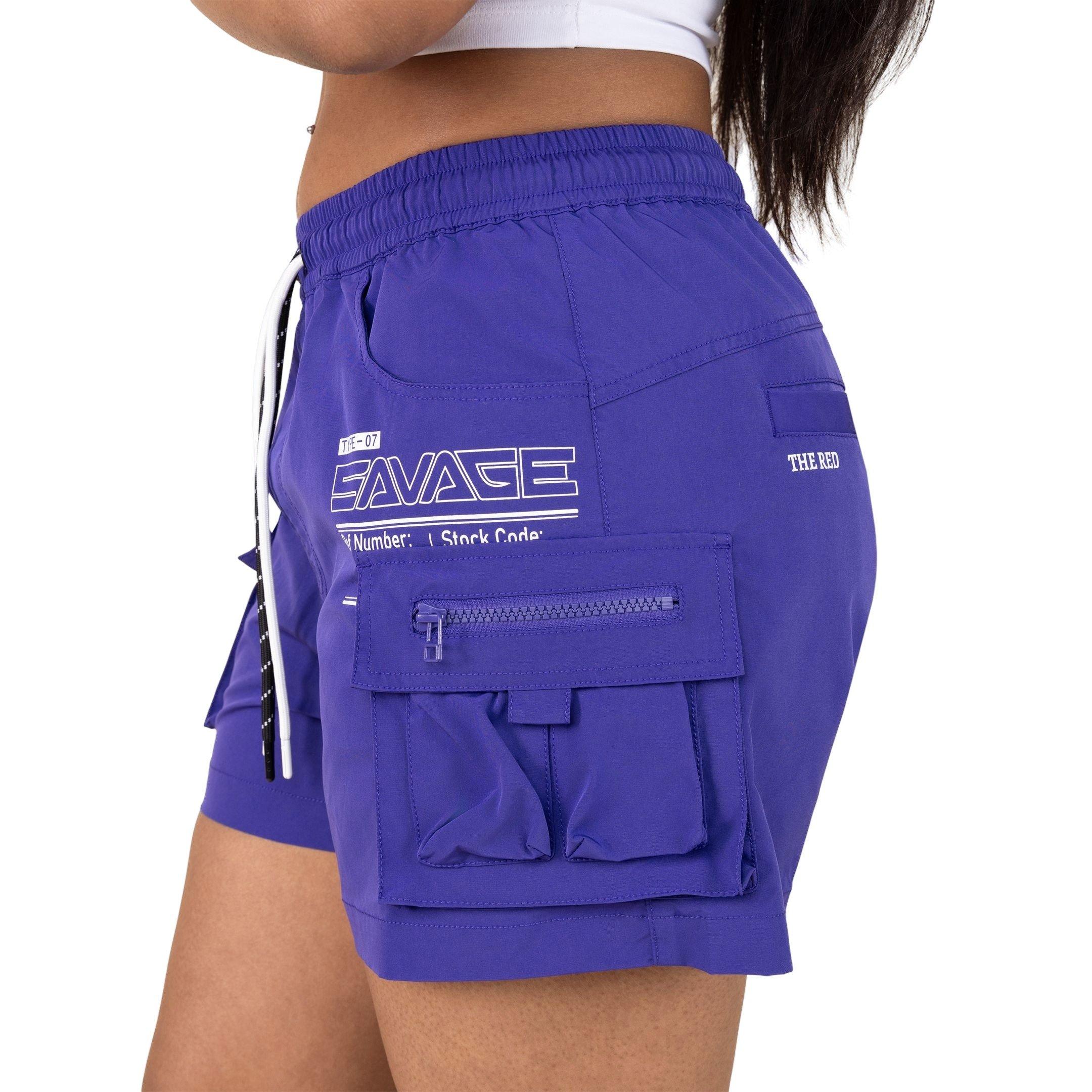 Smoke Rise Women's Woven Bungee Shorts - Bright Concord - PURPLE Thumbnail View 3
