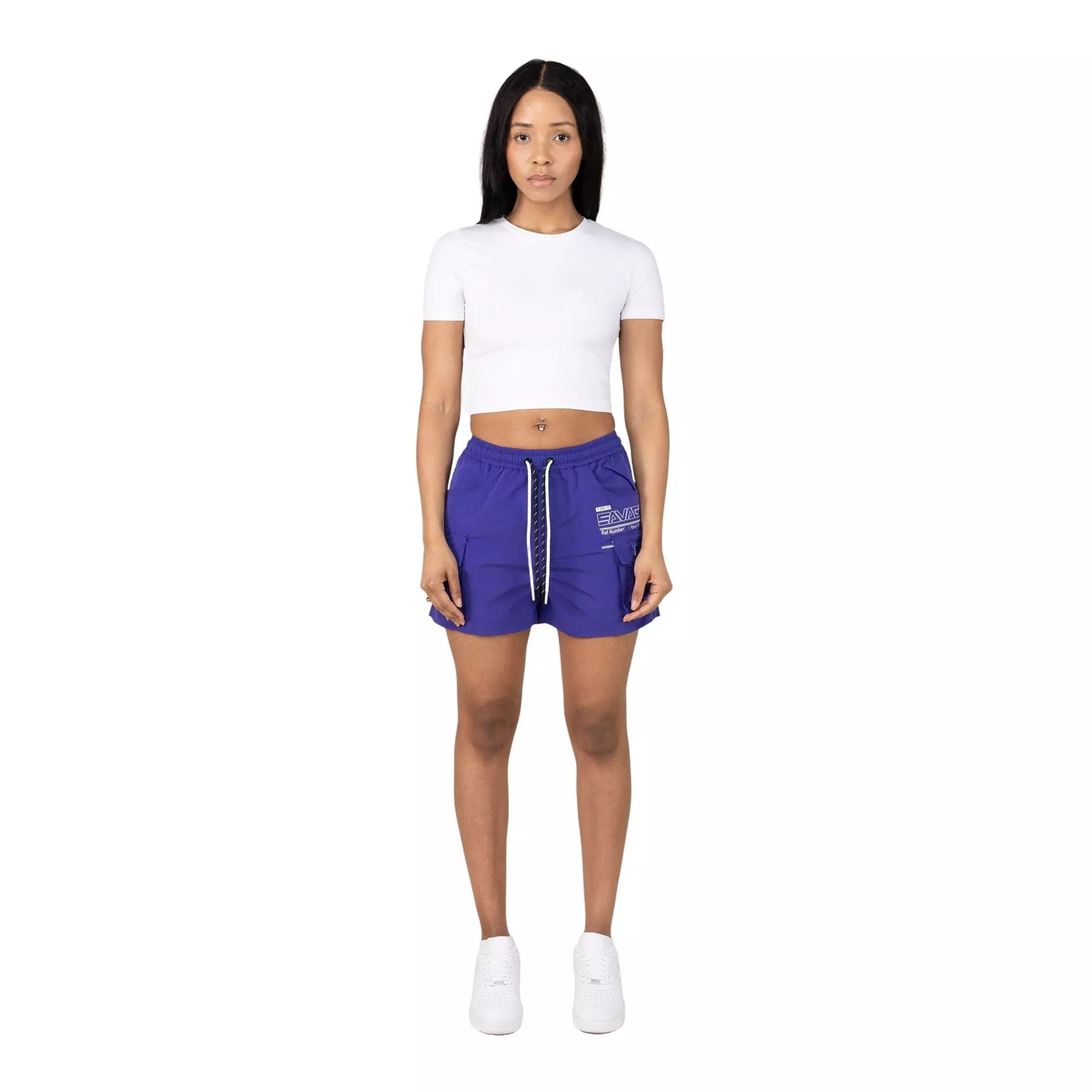 Smoke Rise Women's Woven Bungee Shorts - Bright Concord - PURPLE
