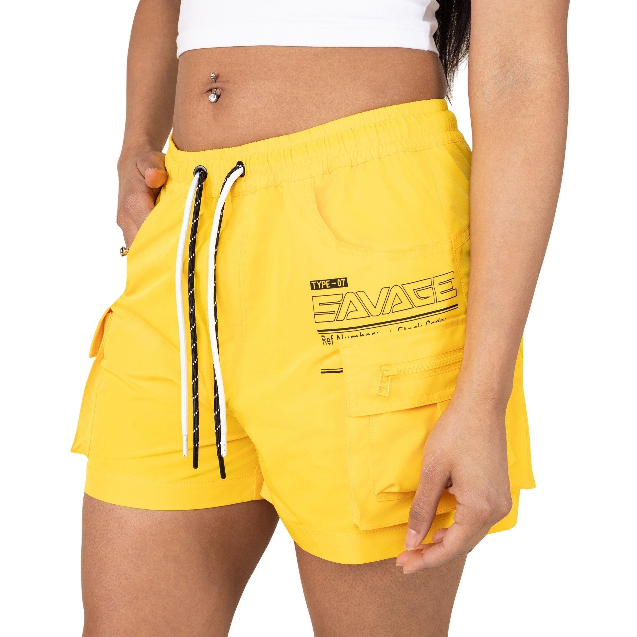 Smoke Rise Women's Woven Cargo Shorts - Speed Yellow - YELLOW Thumbnail View 3