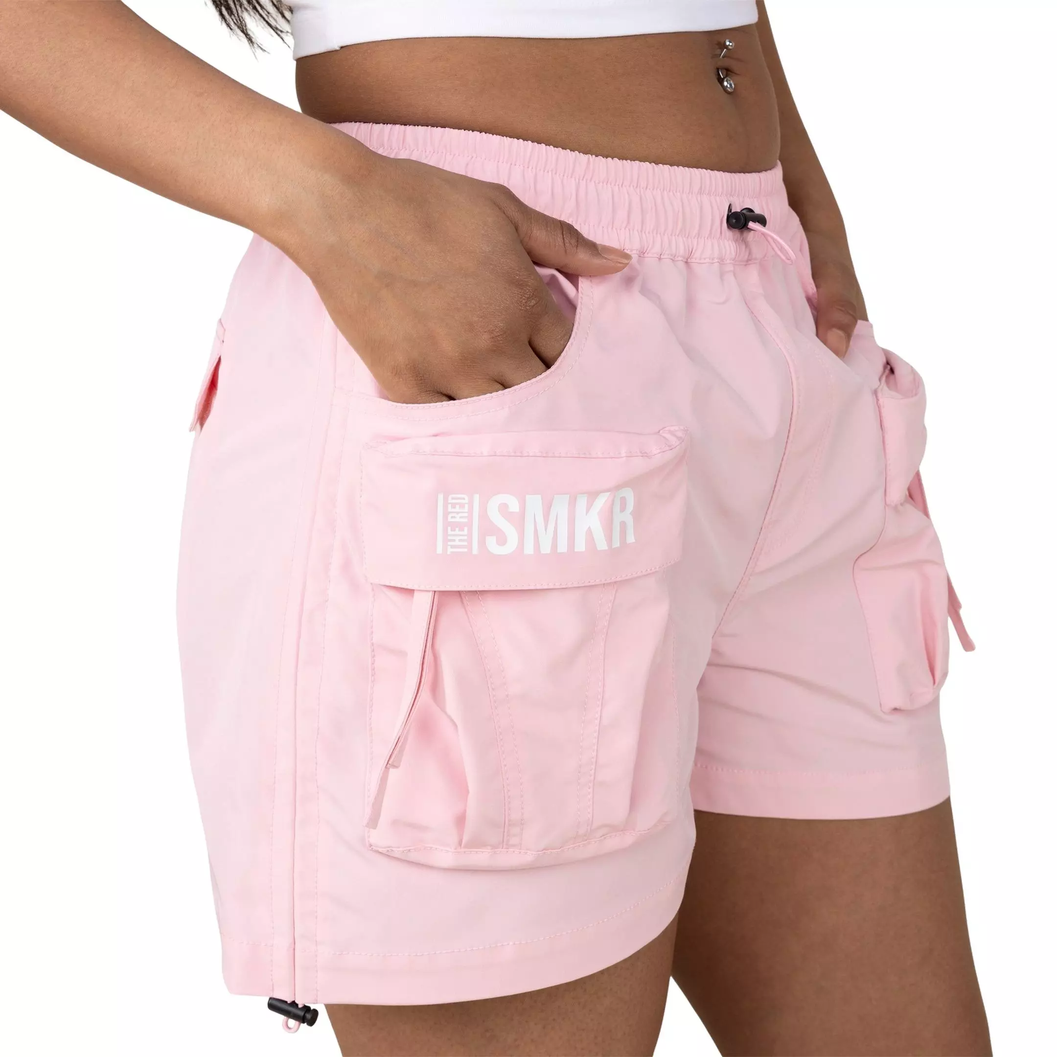 Smoke Rise Women's Woven Bungee Shorts - Pink Foam - PINK