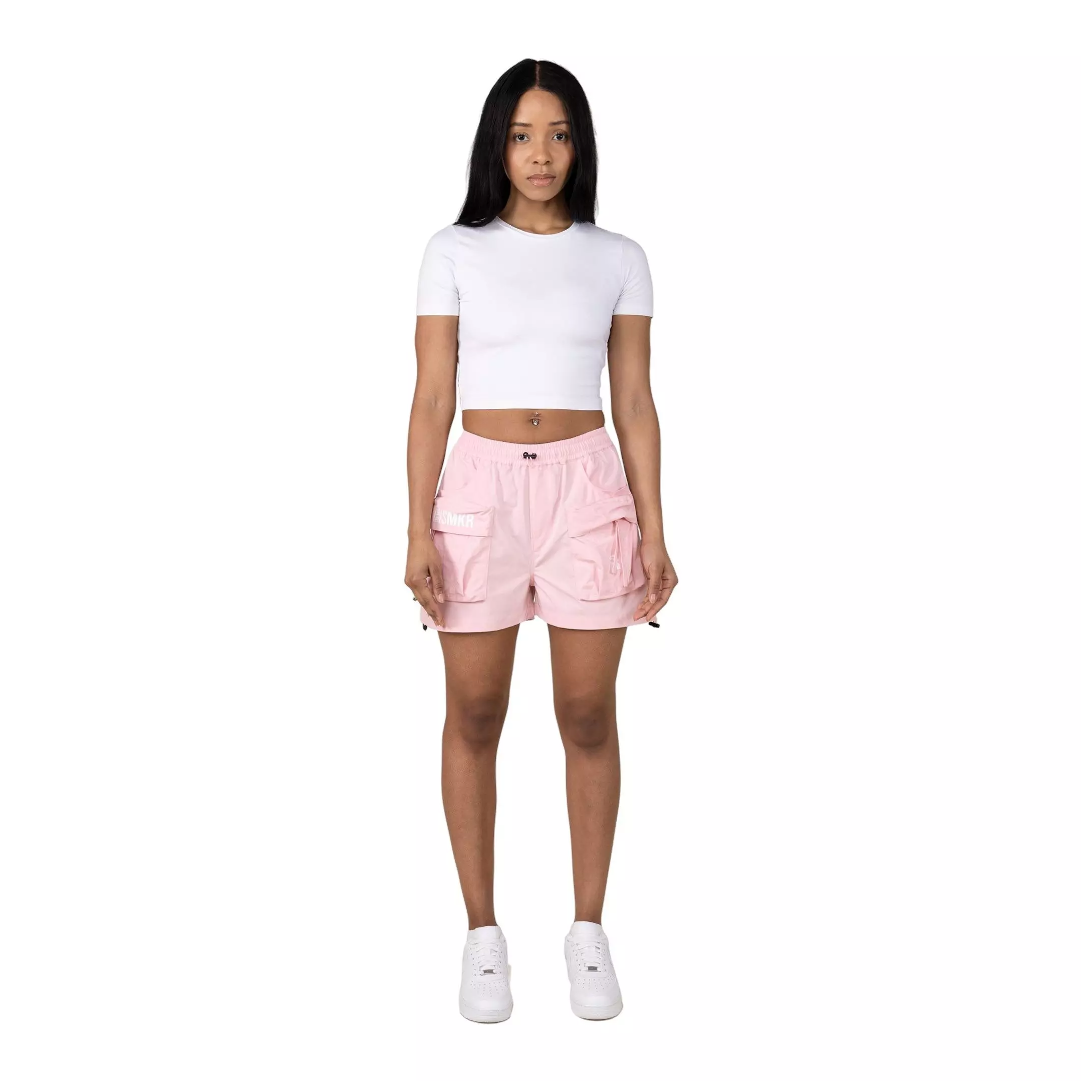 Smoke Rise Women's Woven Bungee Shorts - Pink Foam - PINK