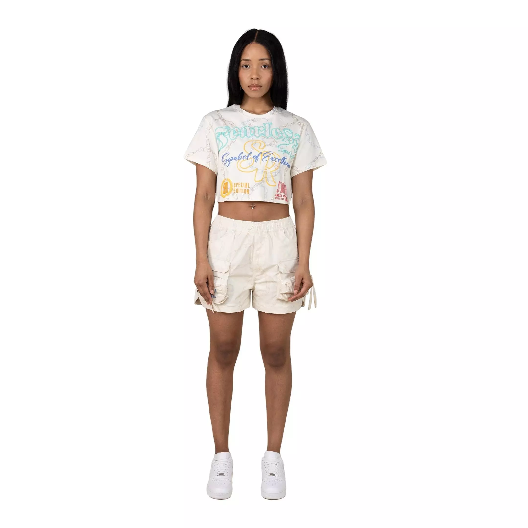 Smoke Rise Women's Woven Fearless Chain Shorts - OFF-WHITE