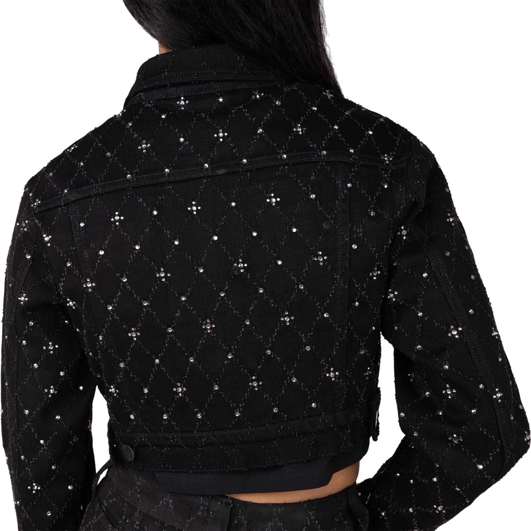 Smoke Rise Women's Cropped Rhinestone Jacket - BLACK Thumbnail View 2