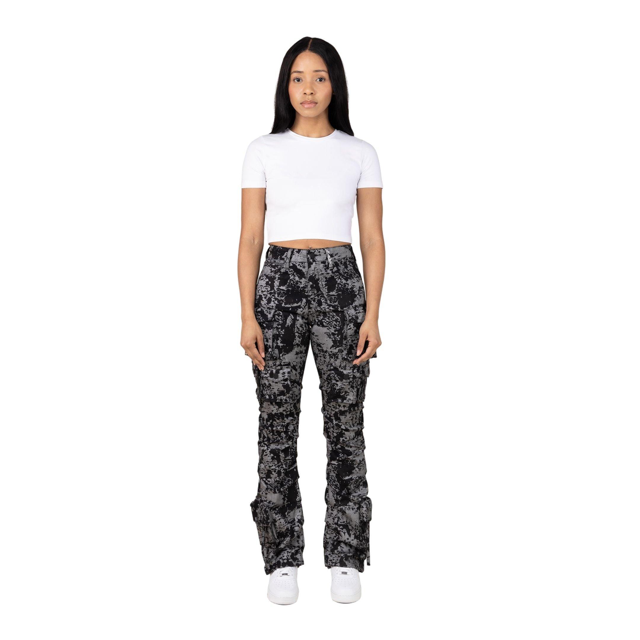 Smoke Rise Women's High Rise Stacked Met Twill Pants - BLACK Thumbnail View 1
