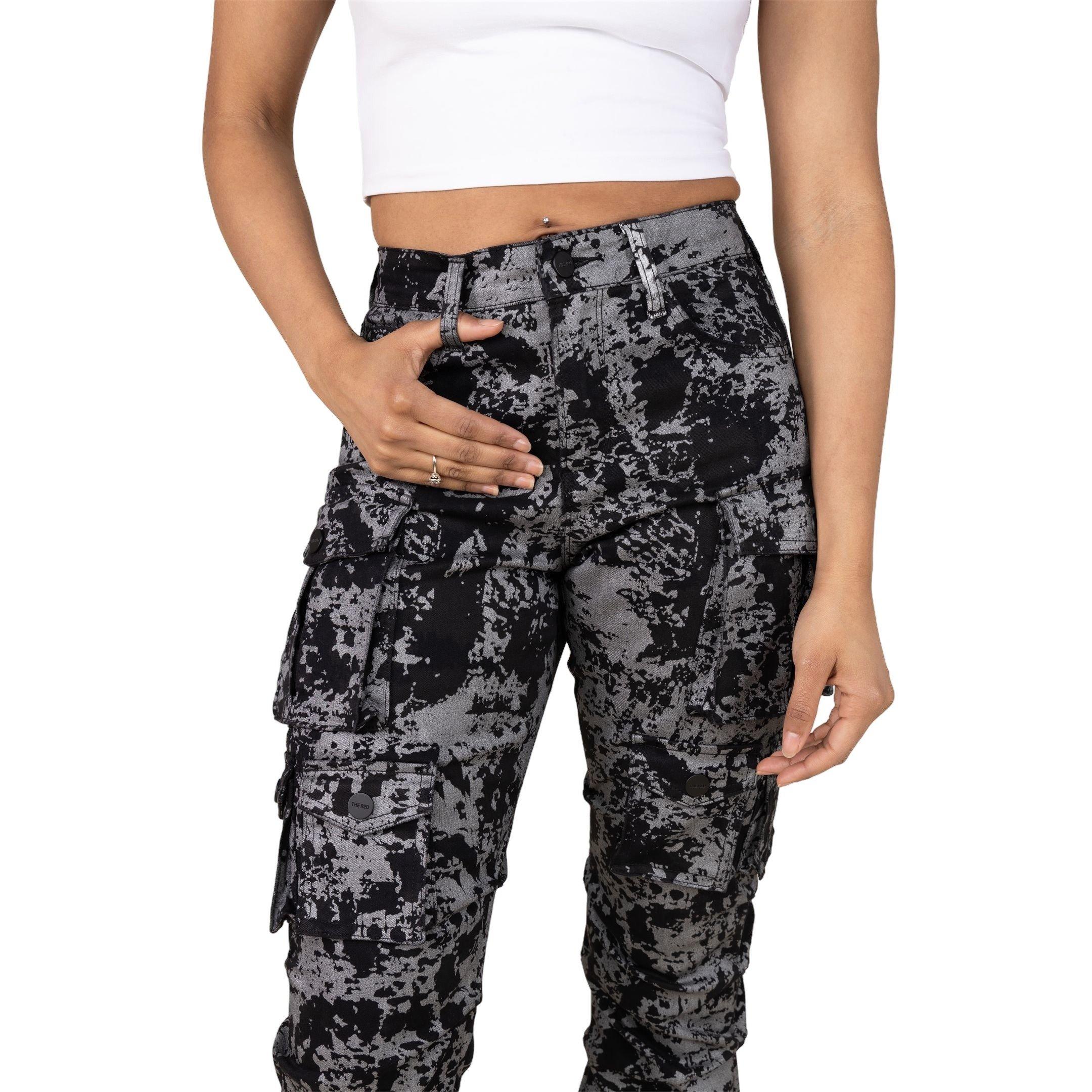 Smoke Rise Women's High Rise Stacked Met Twill Pants - BLACK Thumbnail View 4