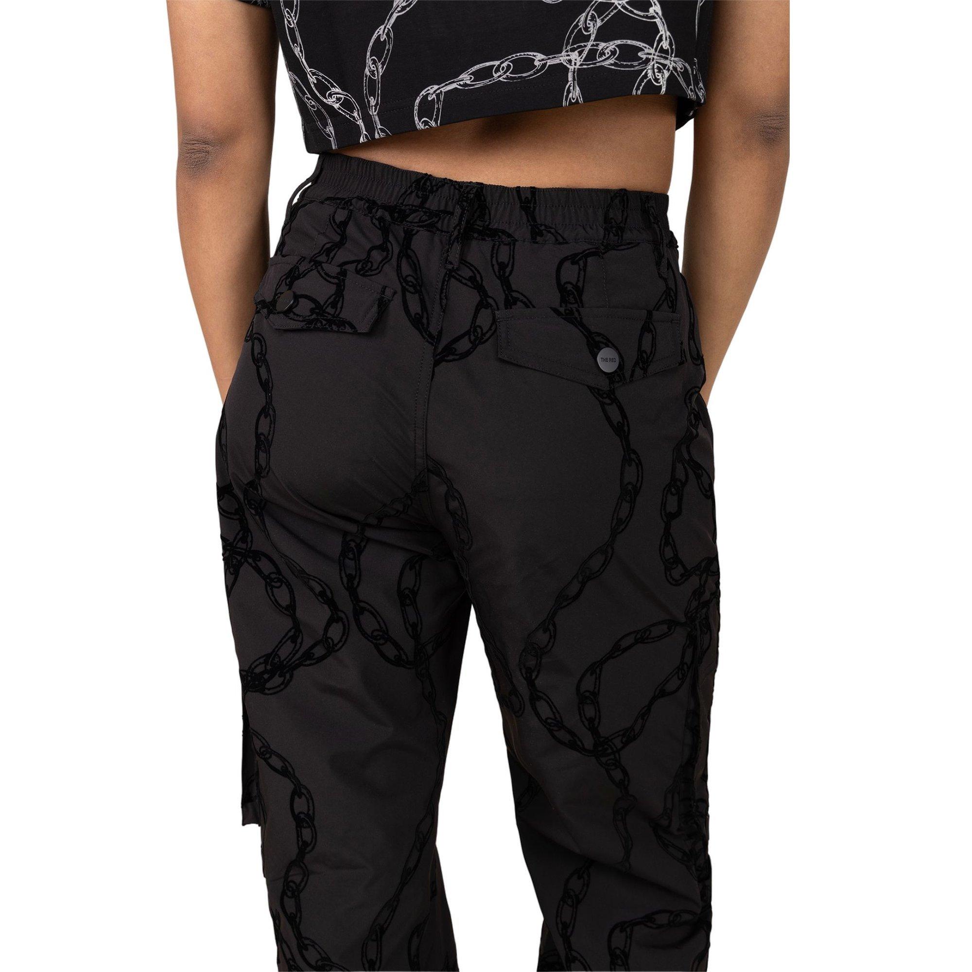 Smoke Rise Women's Woven Wide Leg Printed Chain Pants - BLACK Thumbnail View 2