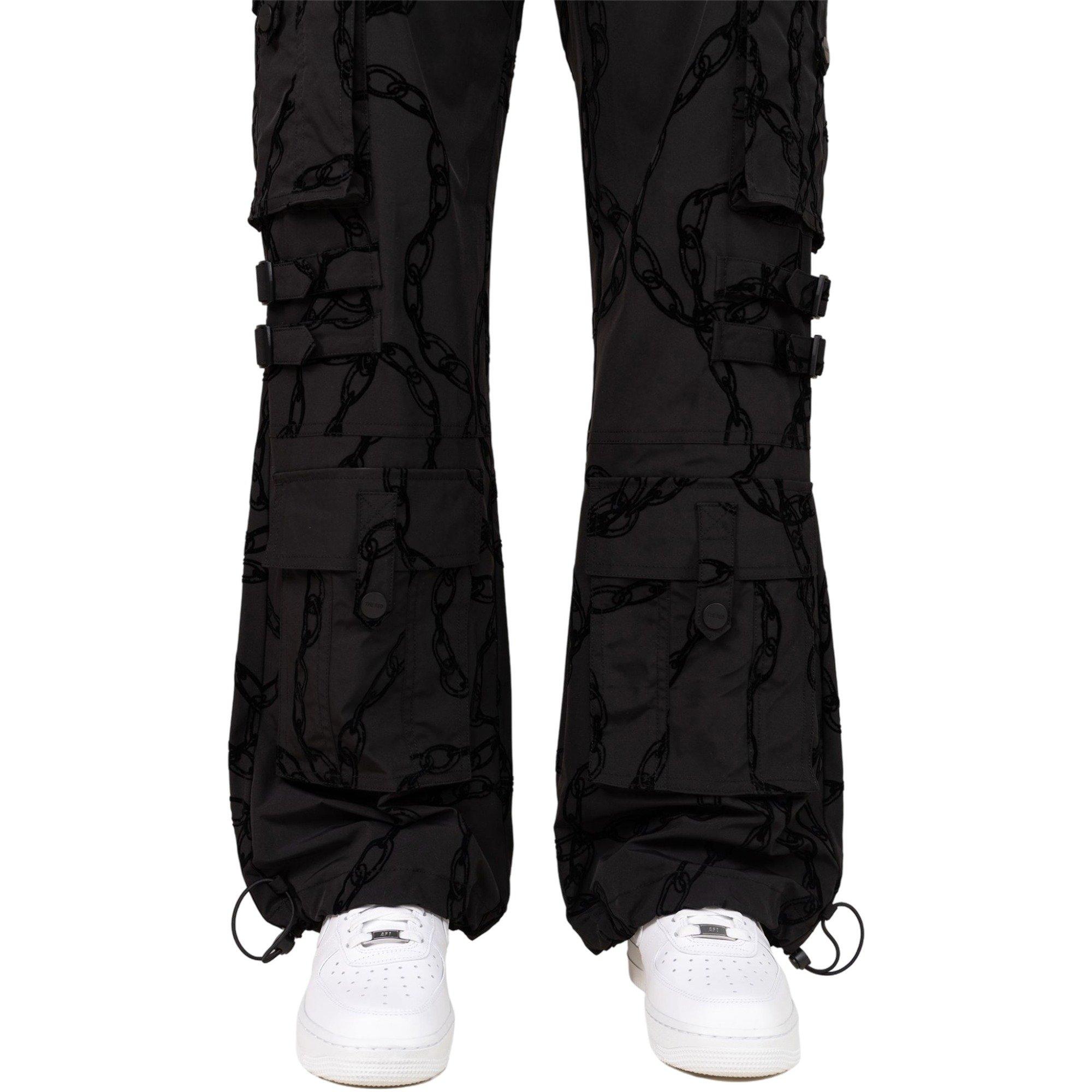 Smoke Rise Women's Woven Wide Leg Printed Chain Pants - BLACK Thumbnail View 4