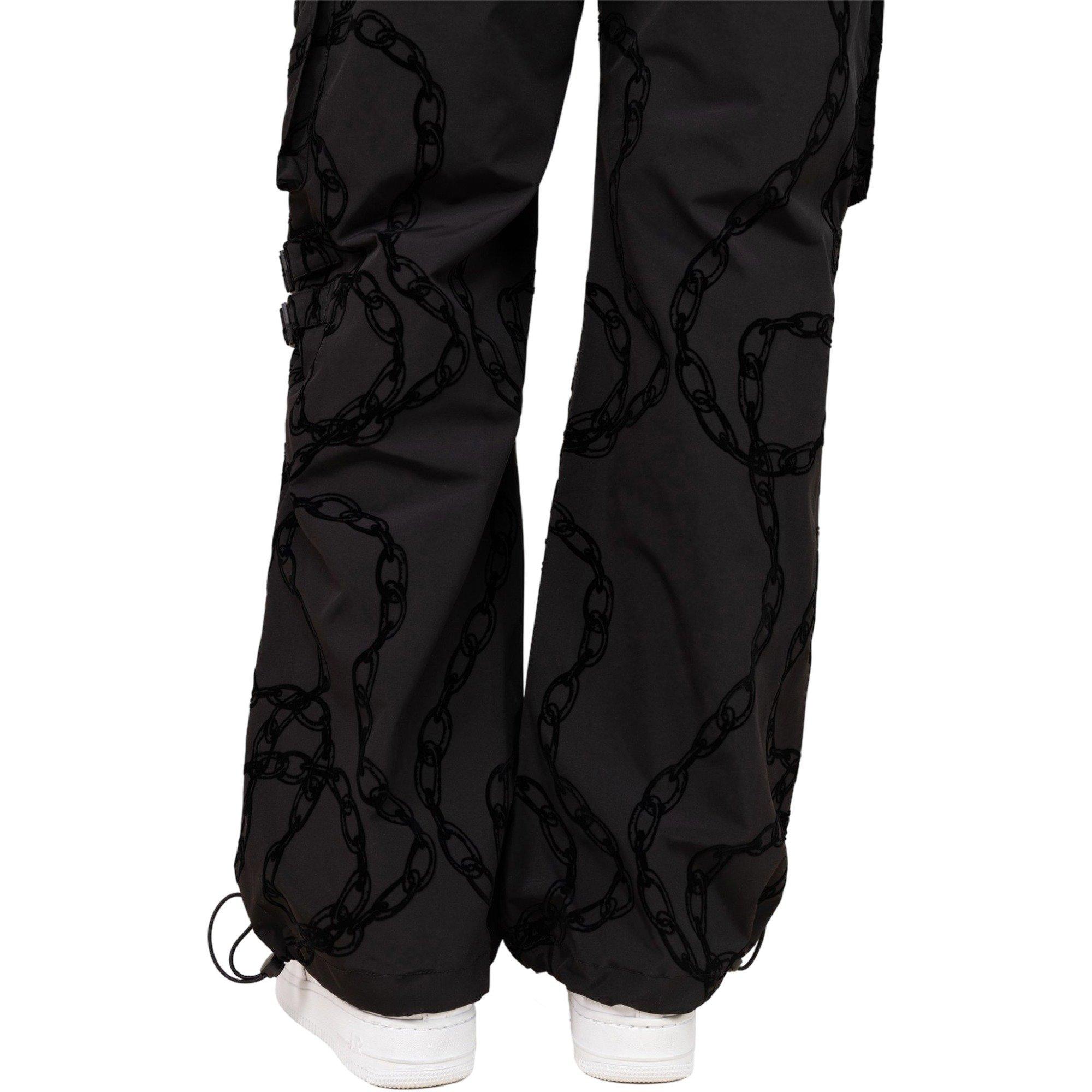 Smoke Rise Women's Woven Wide Leg Printed Chain Pants - BLACK Thumbnail View 5
