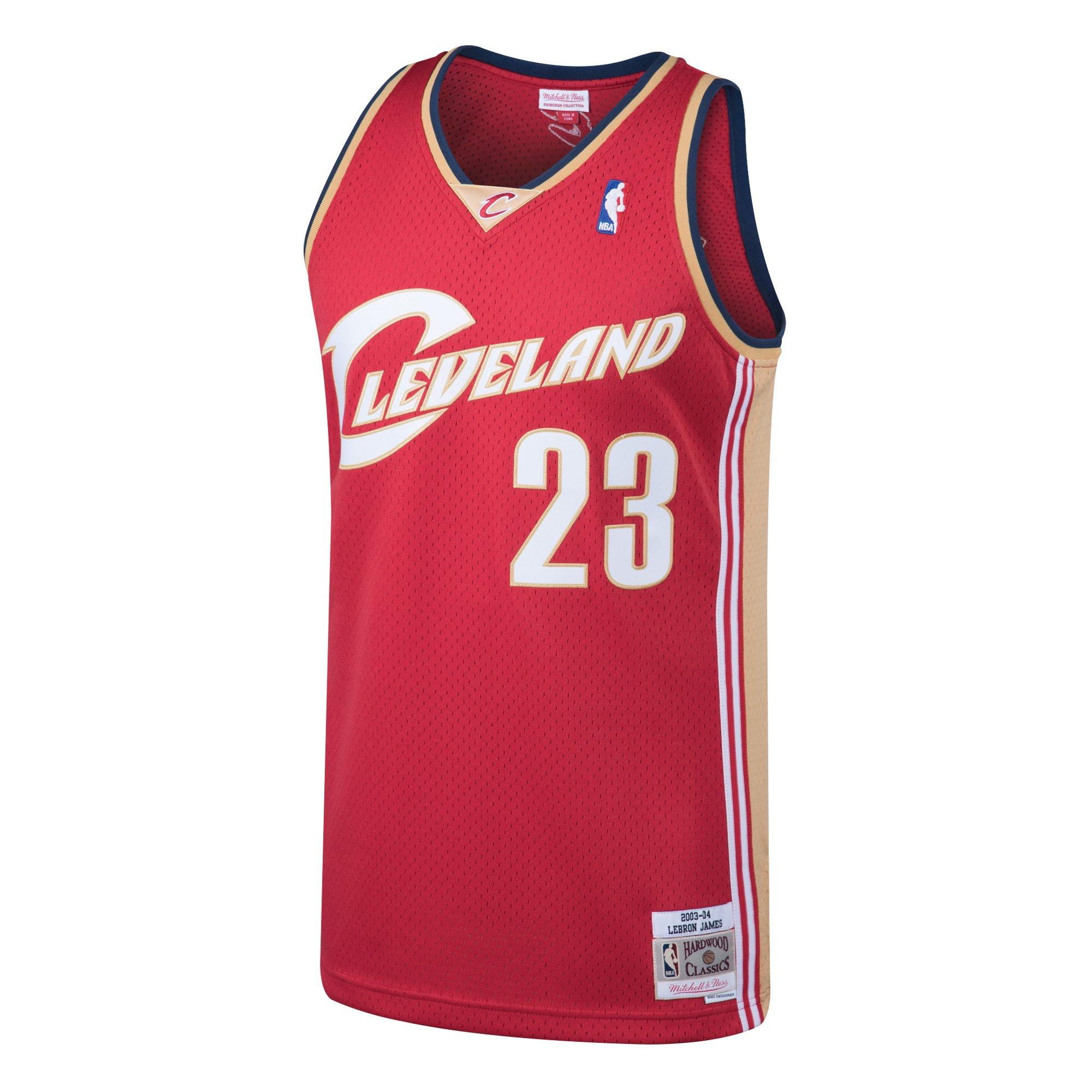 Mitchell & Ness Men's Cleveland Cavaliers Lebron James Road Jersey-Maroon - MAROON Thumbnail View 1