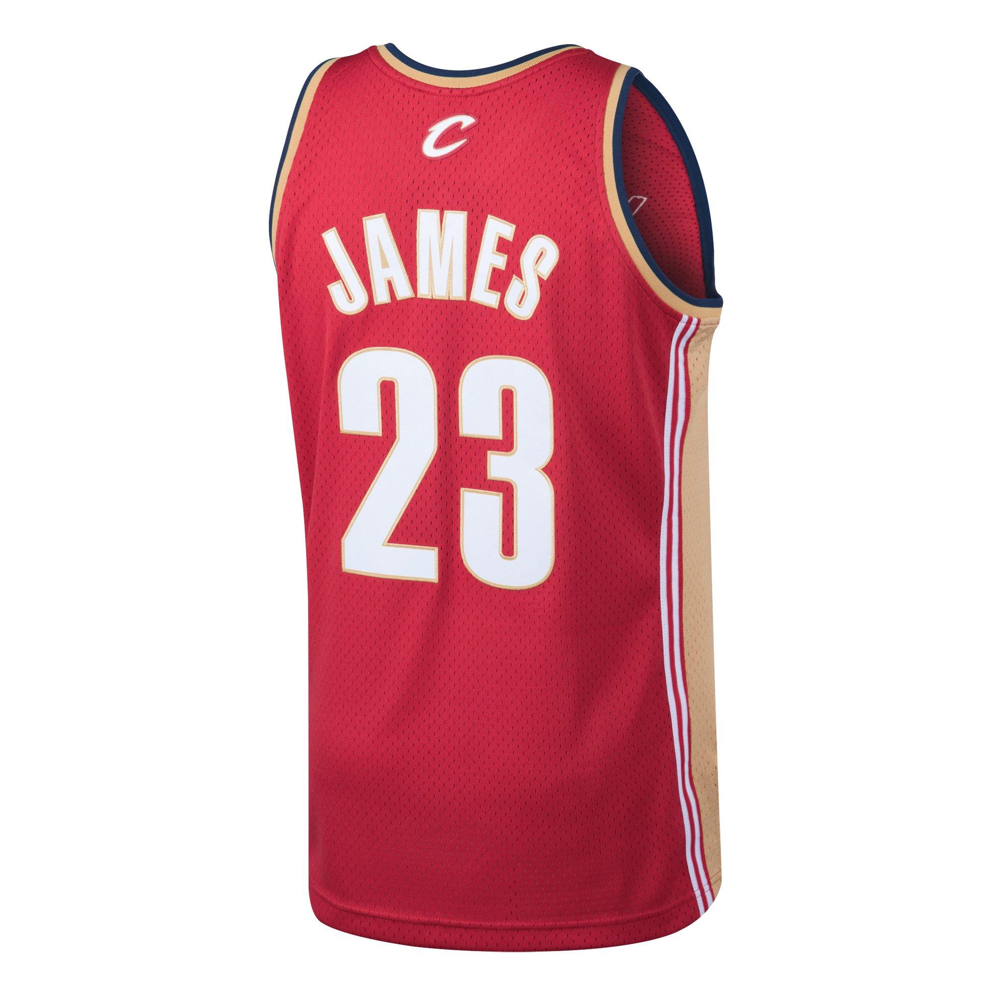 Mitchell & Ness Men's Cleveland Cavaliers Lebron James Road Jersey-Maroon - MAROON Thumbnail View 2