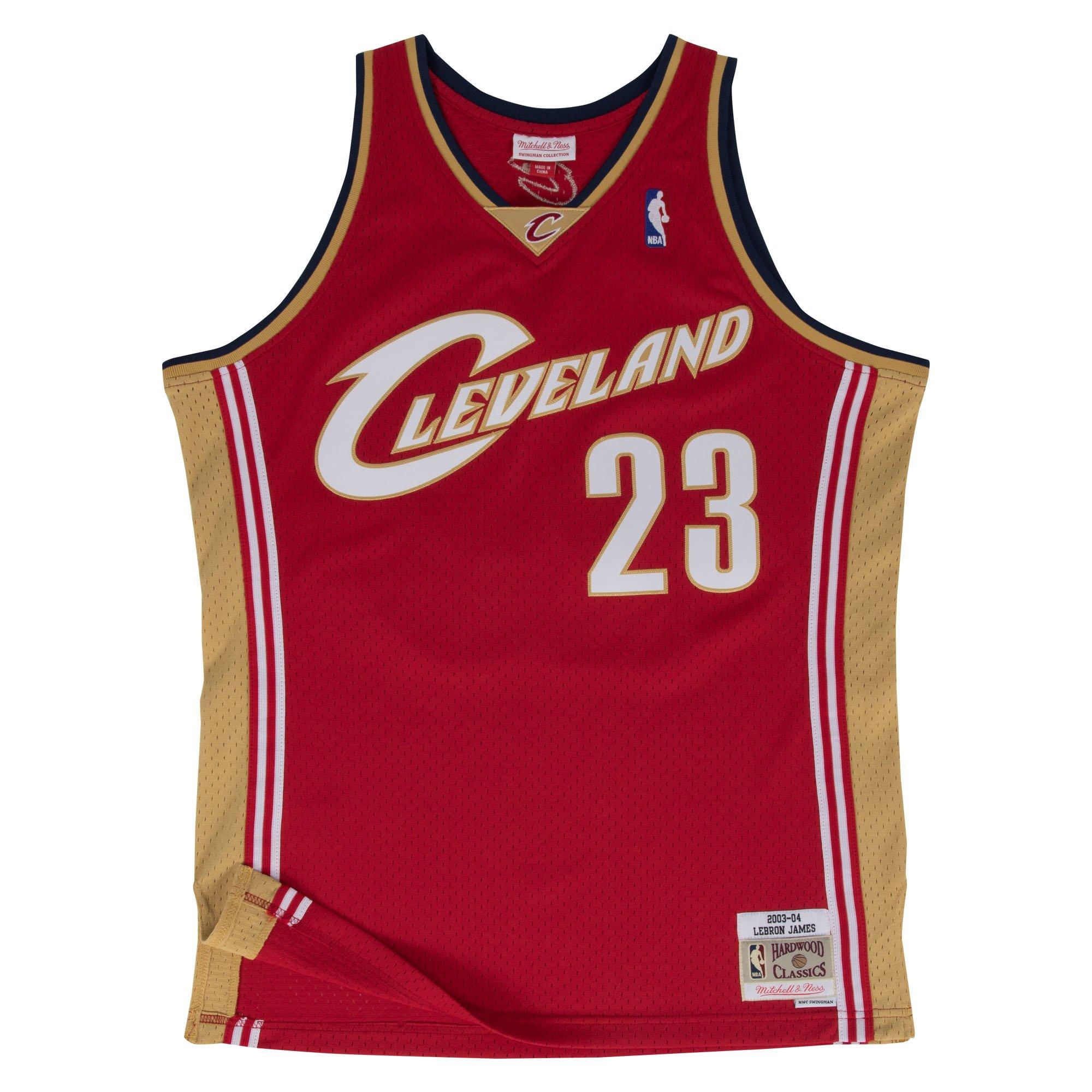 Mitchell & Ness Men's Cleveland Cavaliers Lebron James Road Jersey-Maroon - MAROON Thumbnail View 5