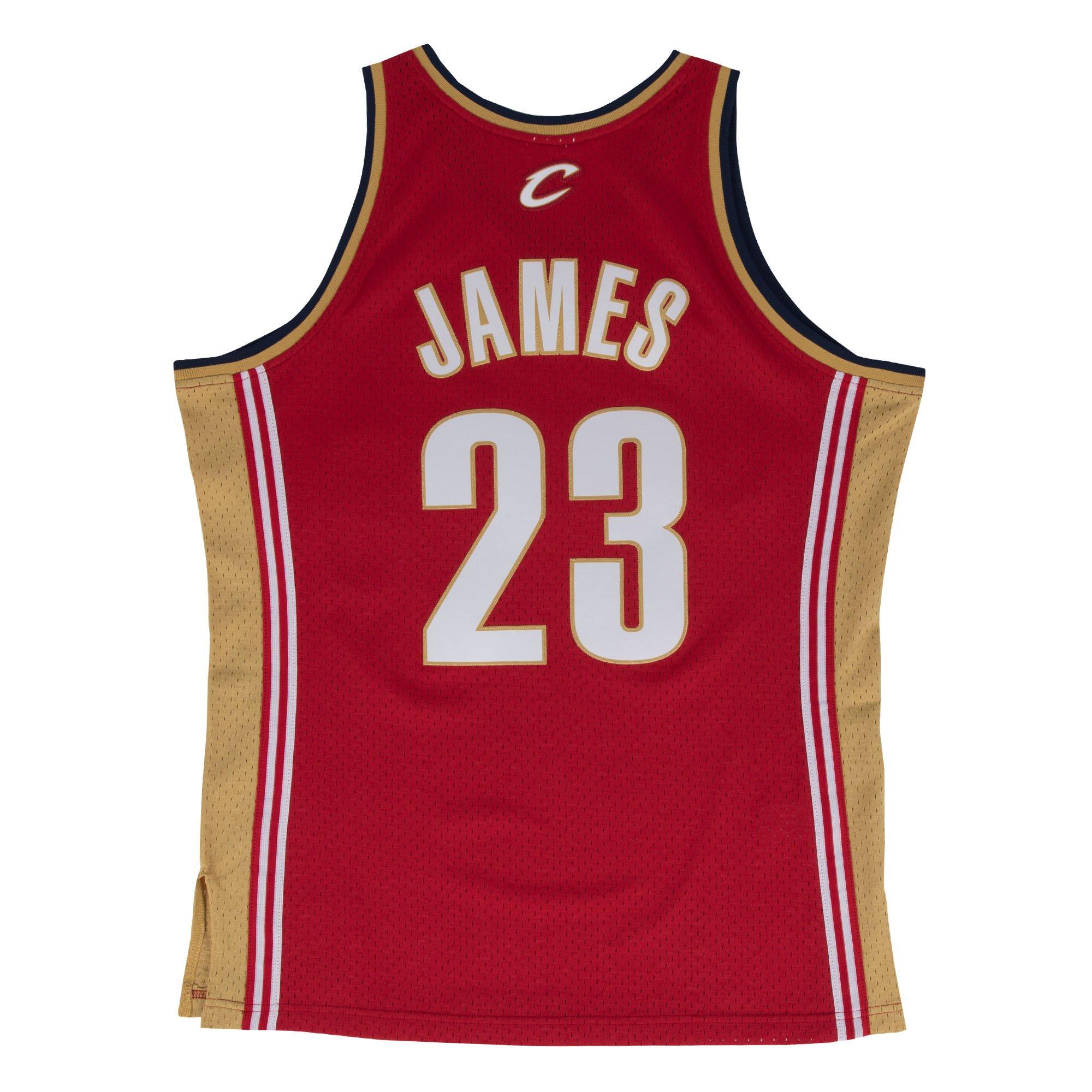 Mitchell & Ness Men's Cleveland Cavaliers Lebron James Road Jersey-Maroon - MAROON Thumbnail View 6
