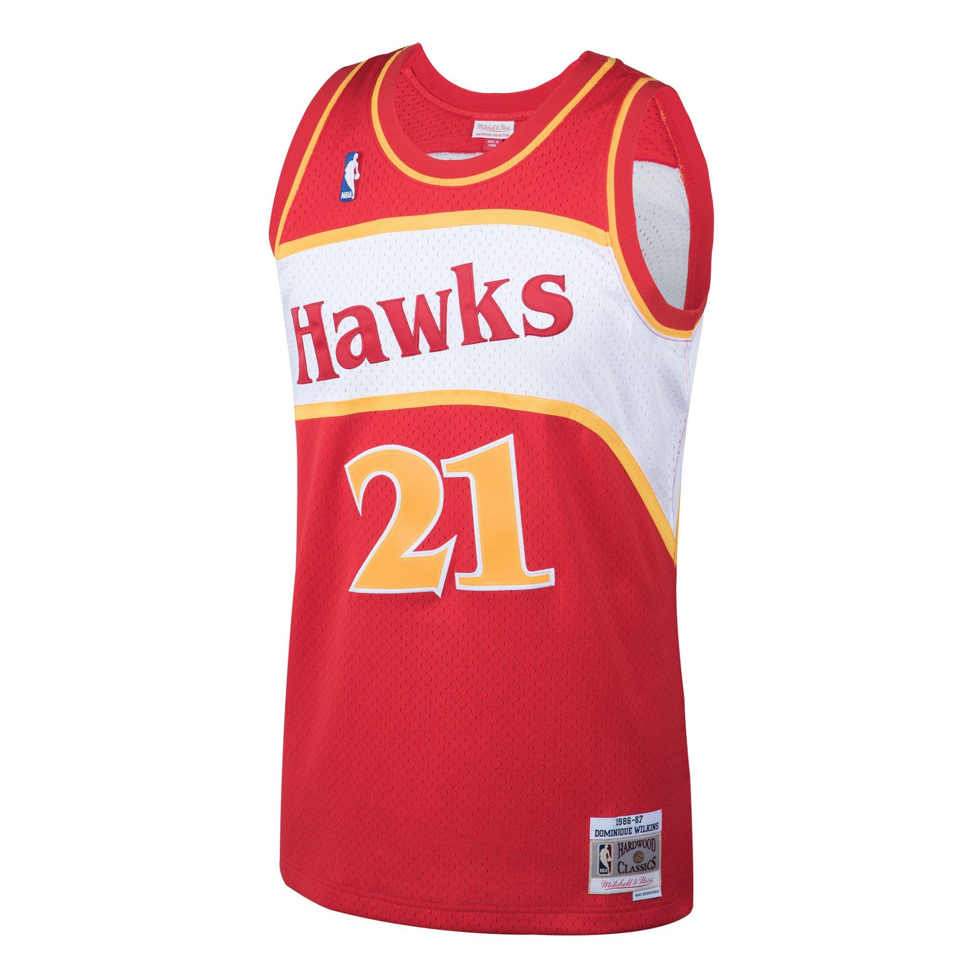 Mitchell & Ness Men's Atlanta Hawks 1986 Dominique Wilkins Road Jersey-Red - SCARLET Thumbnail View 1