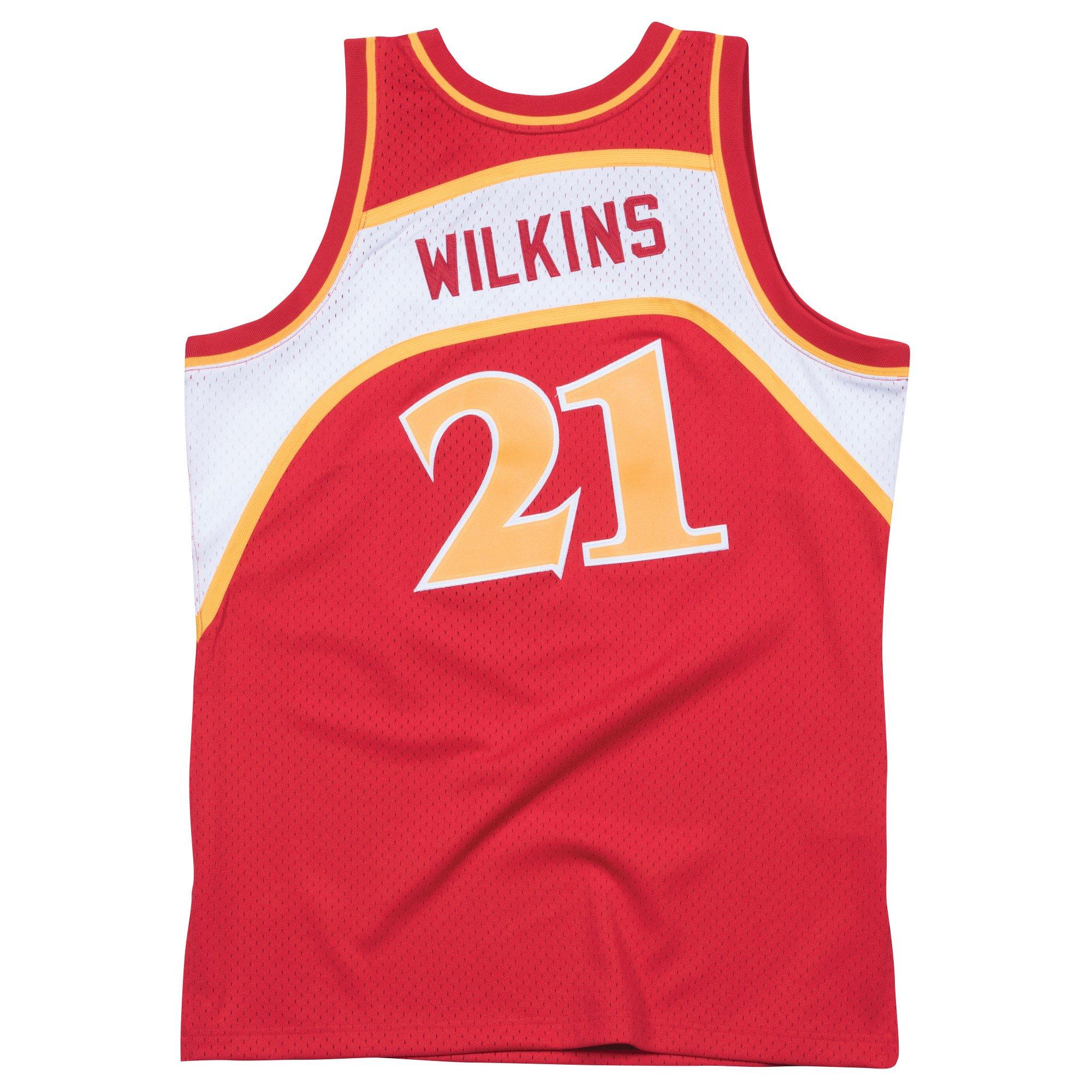 Mitchell & Ness Men's Atlanta Hawks 1986 Dominique Wilkins Road Jersey-Red - SCARLET Thumbnail View 4