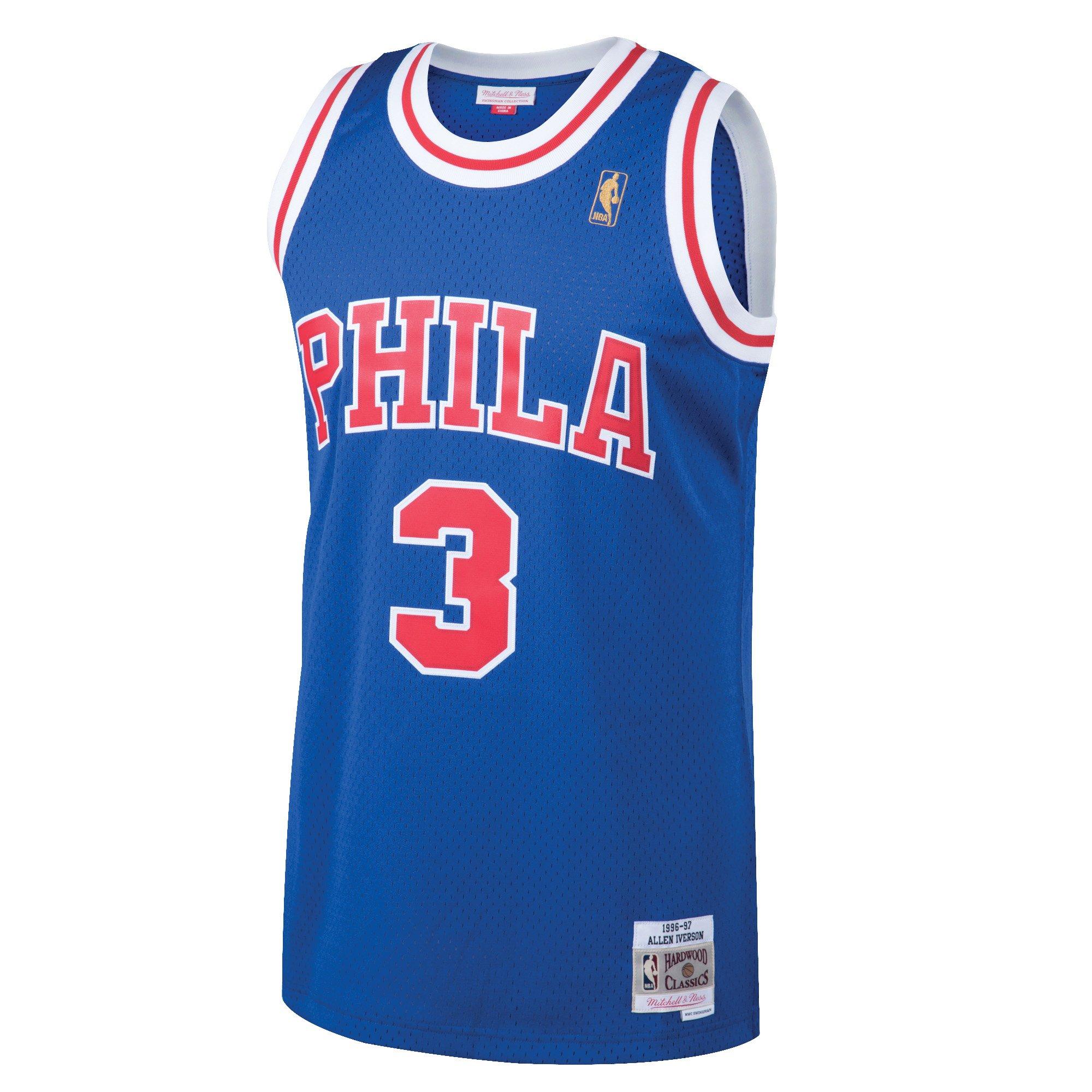 Mitchell & Ness Men's Philadelphia 76ers Alan Iverson Alternate Jersey-Royal - ROYAL Thumbnail View 1