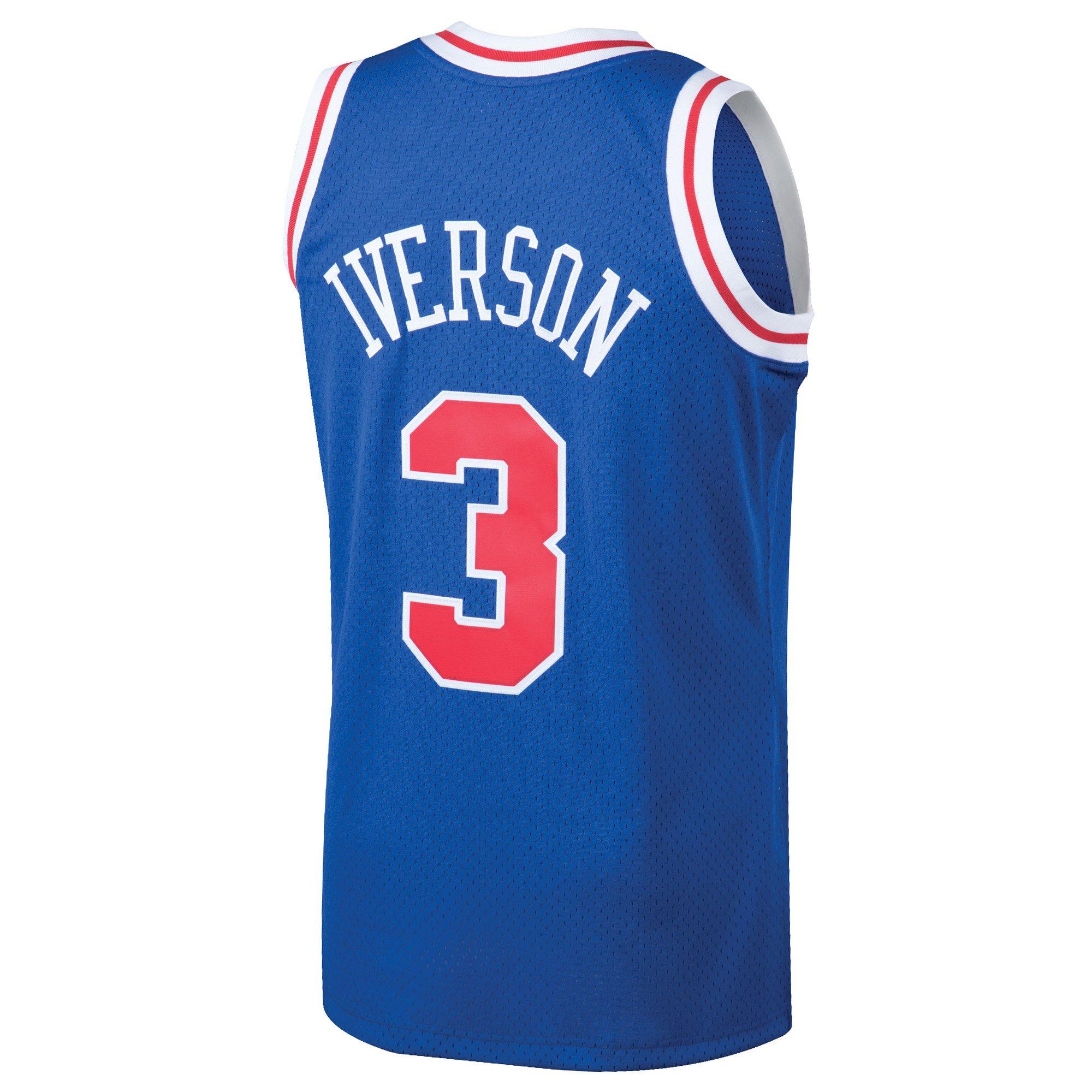 Mitchell & Ness Men's Philadelphia 76ers Alan Iverson Alternate Jersey-Royal - ROYAL Thumbnail View 2