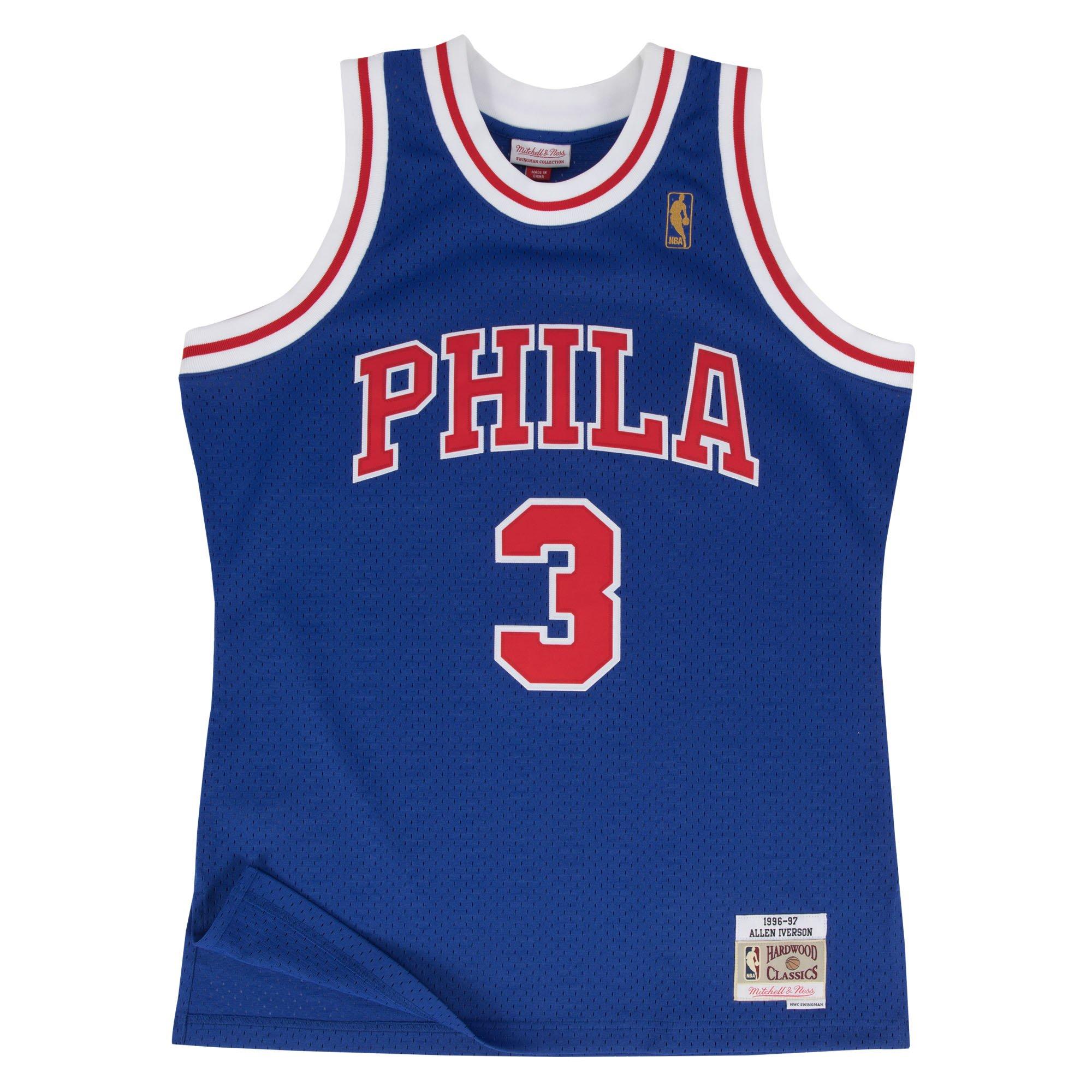 Mitchell & Ness Men's Philadelphia 76ers Alan Iverson Alternate Jersey-Royal - ROYAL Thumbnail View 3