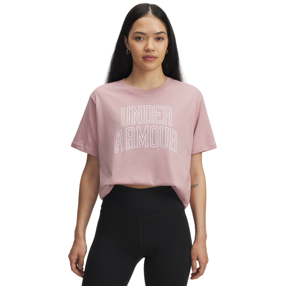 Under Armour Women's Rival Oversized Logo Tee - PINK Thumbnail View 1