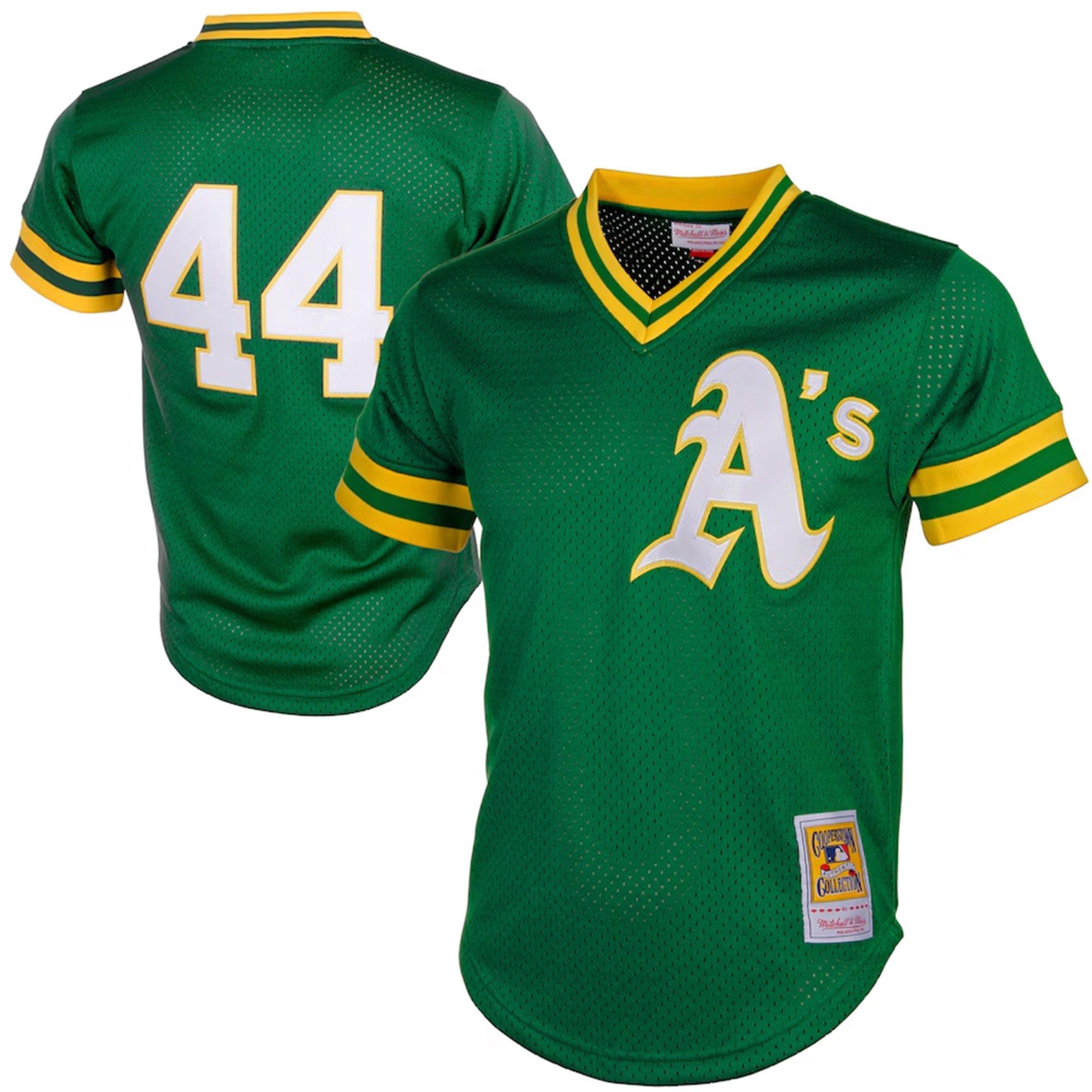 Mitchell & Ness Oakland Athletics Reggie Jackson Batting Practice Jersey-Green - DK GREEN Thumbnail View 4