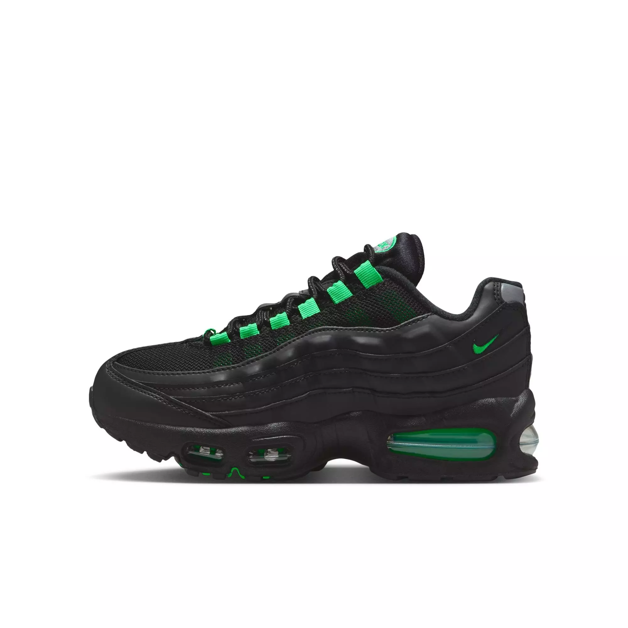 Nike Air Max 95 "Black/Green Shock/Pearl Grey" Grade School Boys' Shoe - BLACK/GREEN