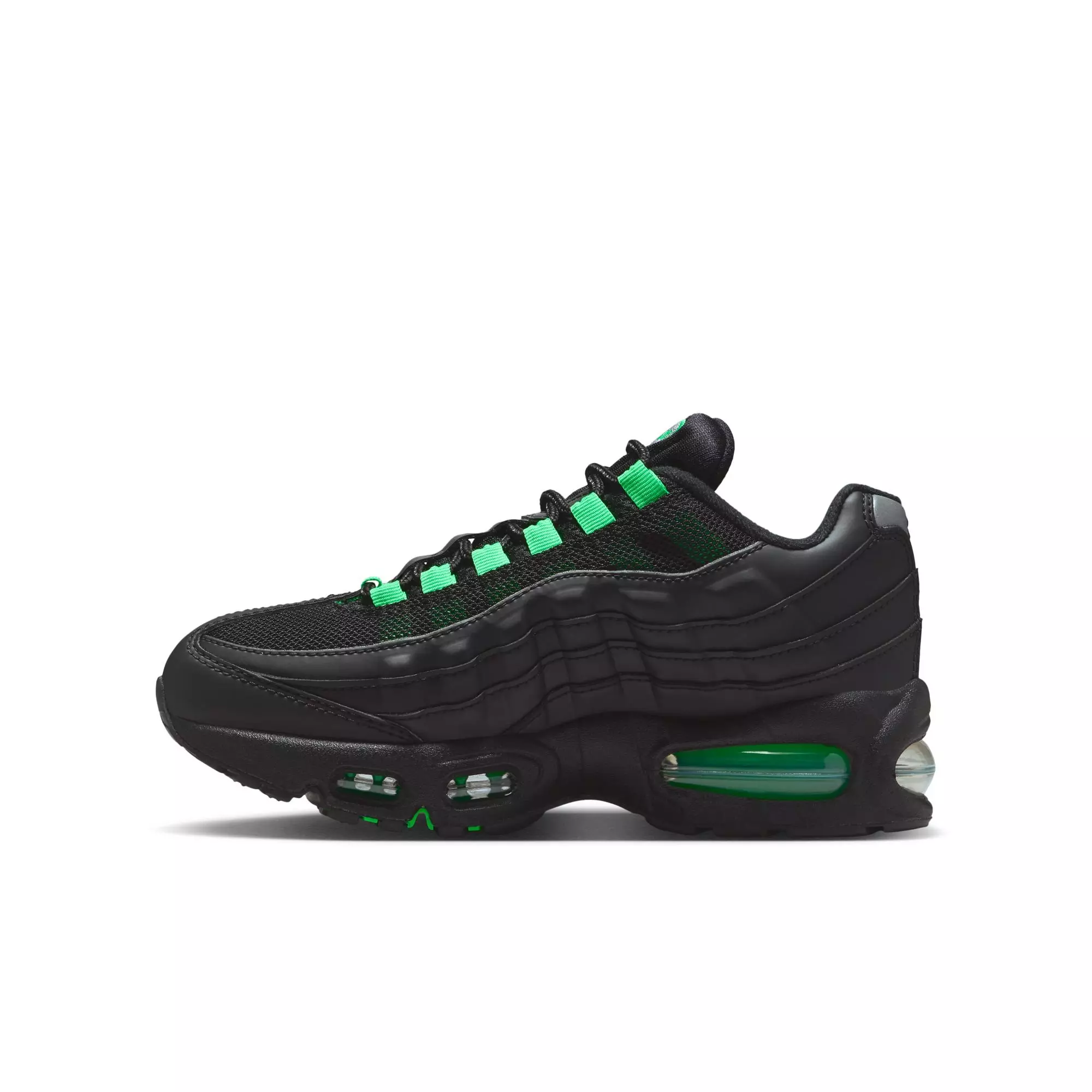 Nike Air Max 95 "Black/Green Shock/Pearl Grey" Grade School Boys' Shoe - BLACK/GREEN