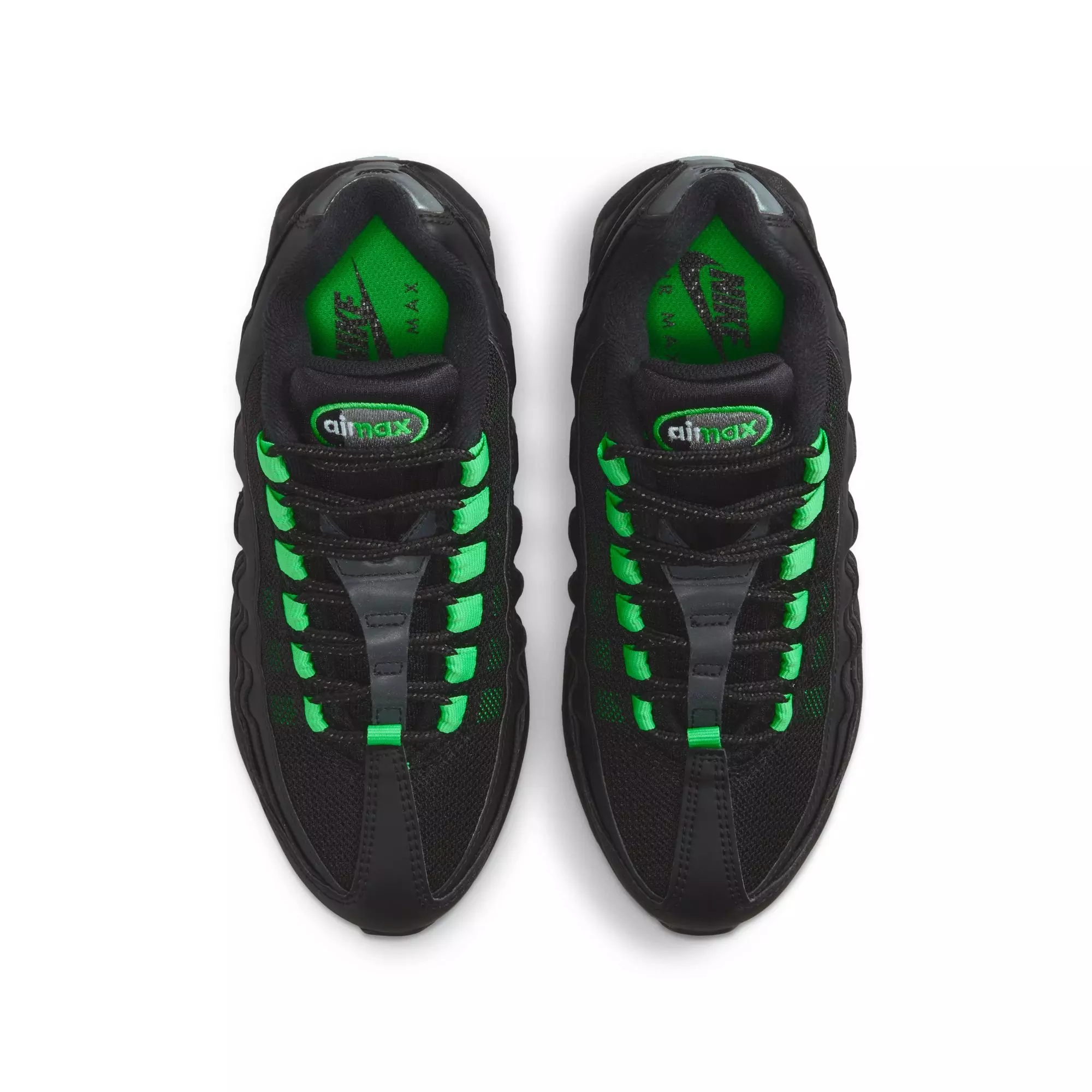 Nike Air Max 95 "Black/Green Shock/Pearl Grey" Grade School Boys' Shoe - BLACK/GREEN