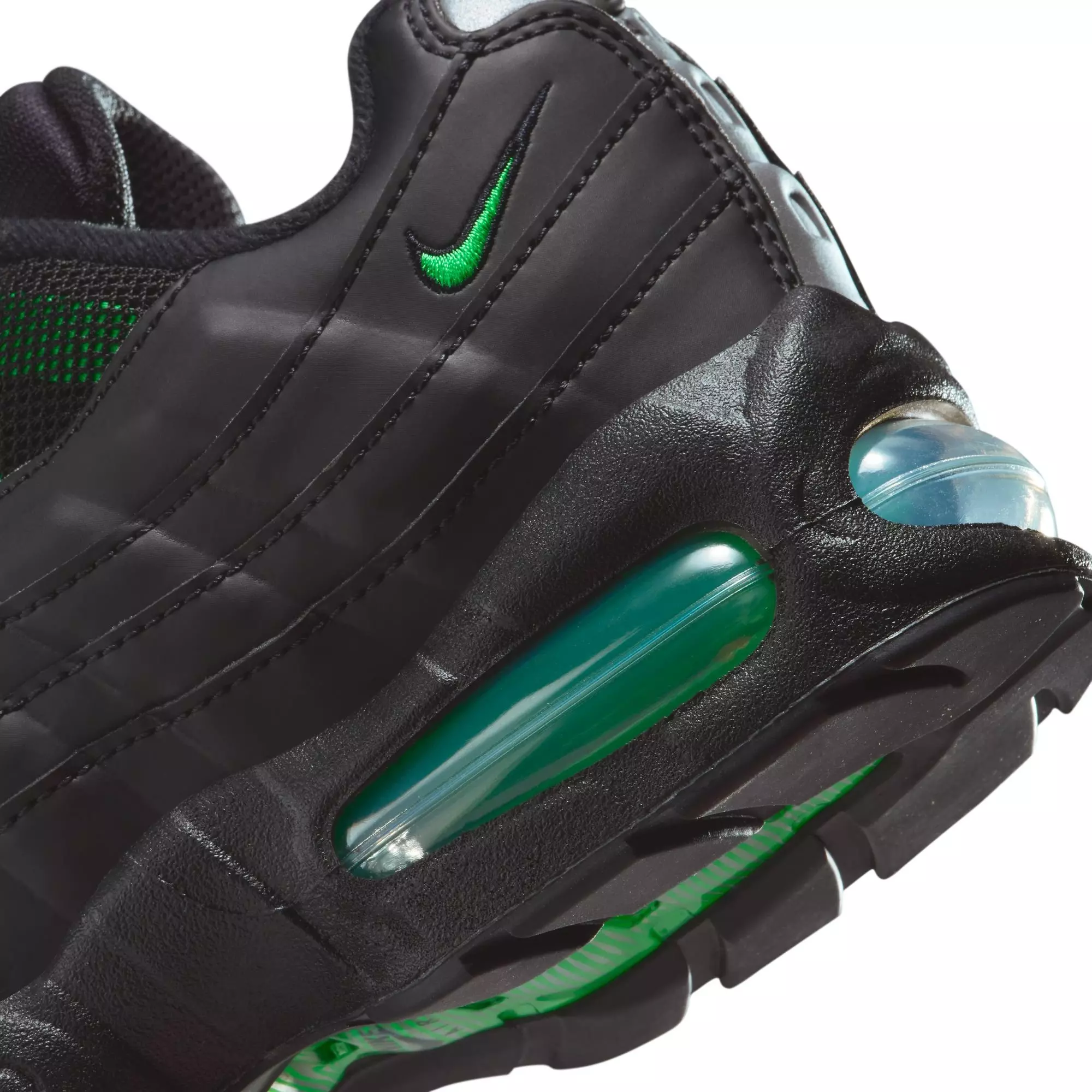 Nike Air Max 95 "Black/Green Shock/Pearl Grey" Grade School Boys' Shoe - BLACK/GREEN