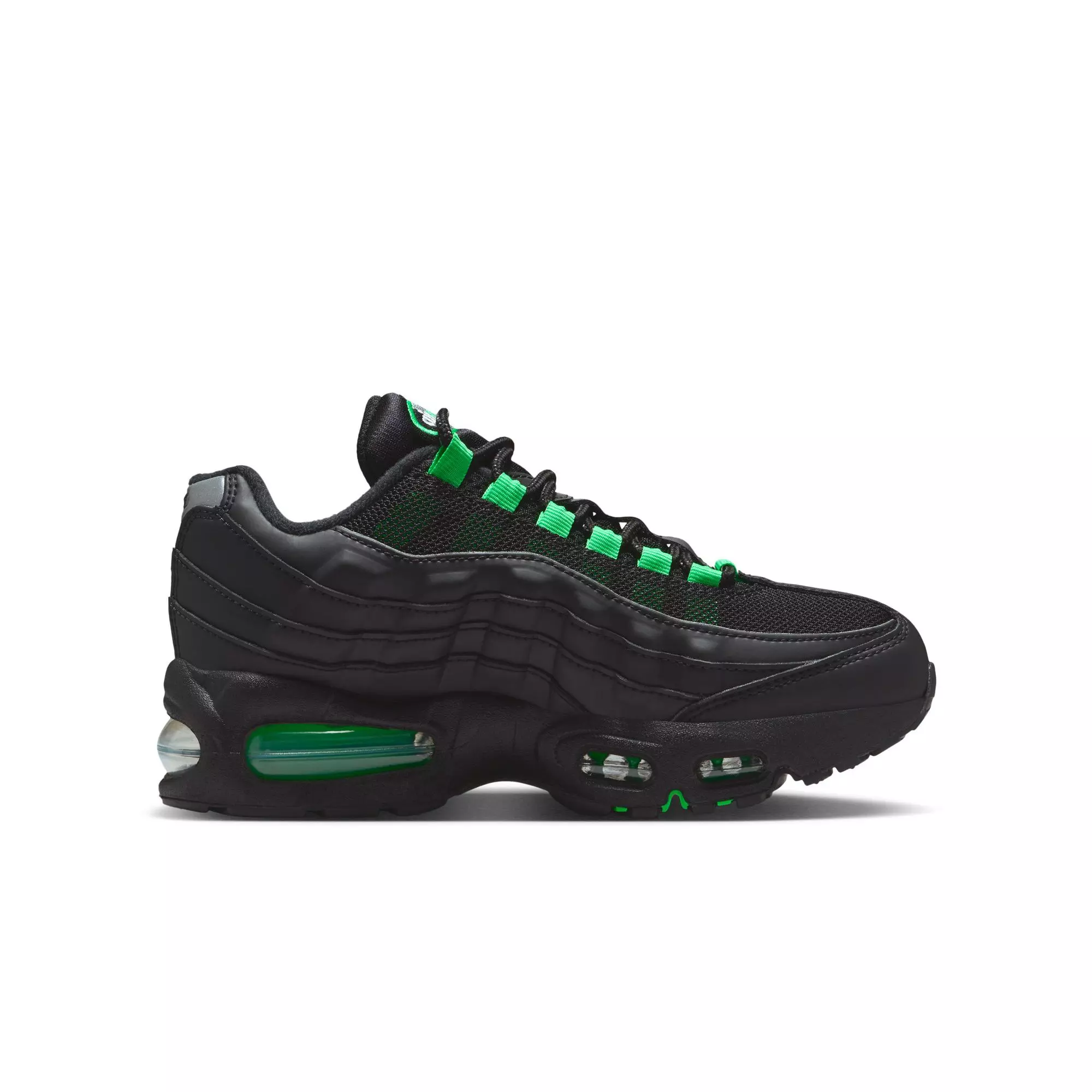 Nike Air Max 95 "Black/Green Shock/Pearl Grey" Grade School Boys' Shoe - BLACK/GREEN