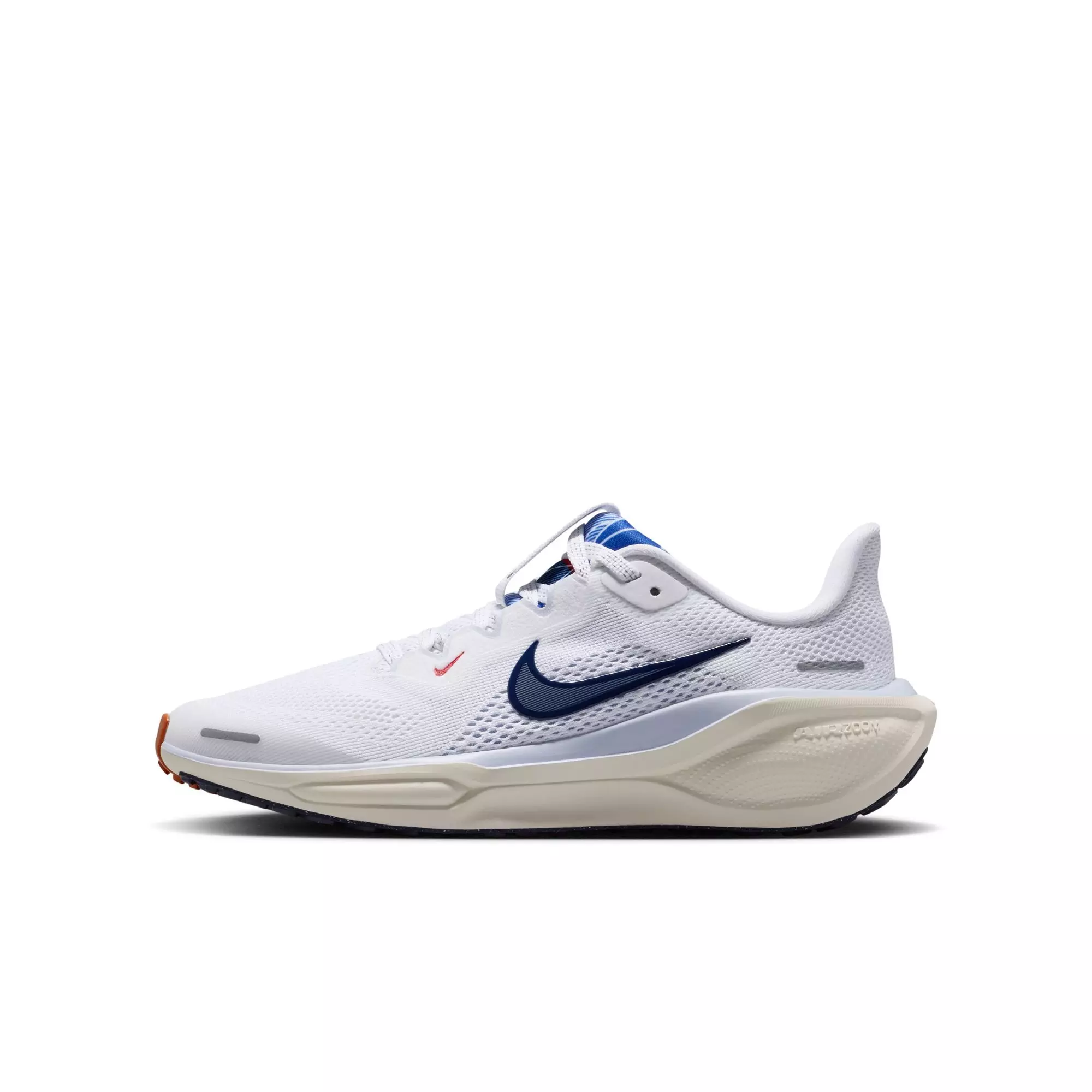 Nike Air Zoom Pegasus 41 "White/Midnight Navy/Soft Pearl/Ghost" Grade School Boys' Shoe - WHITE/NAVY