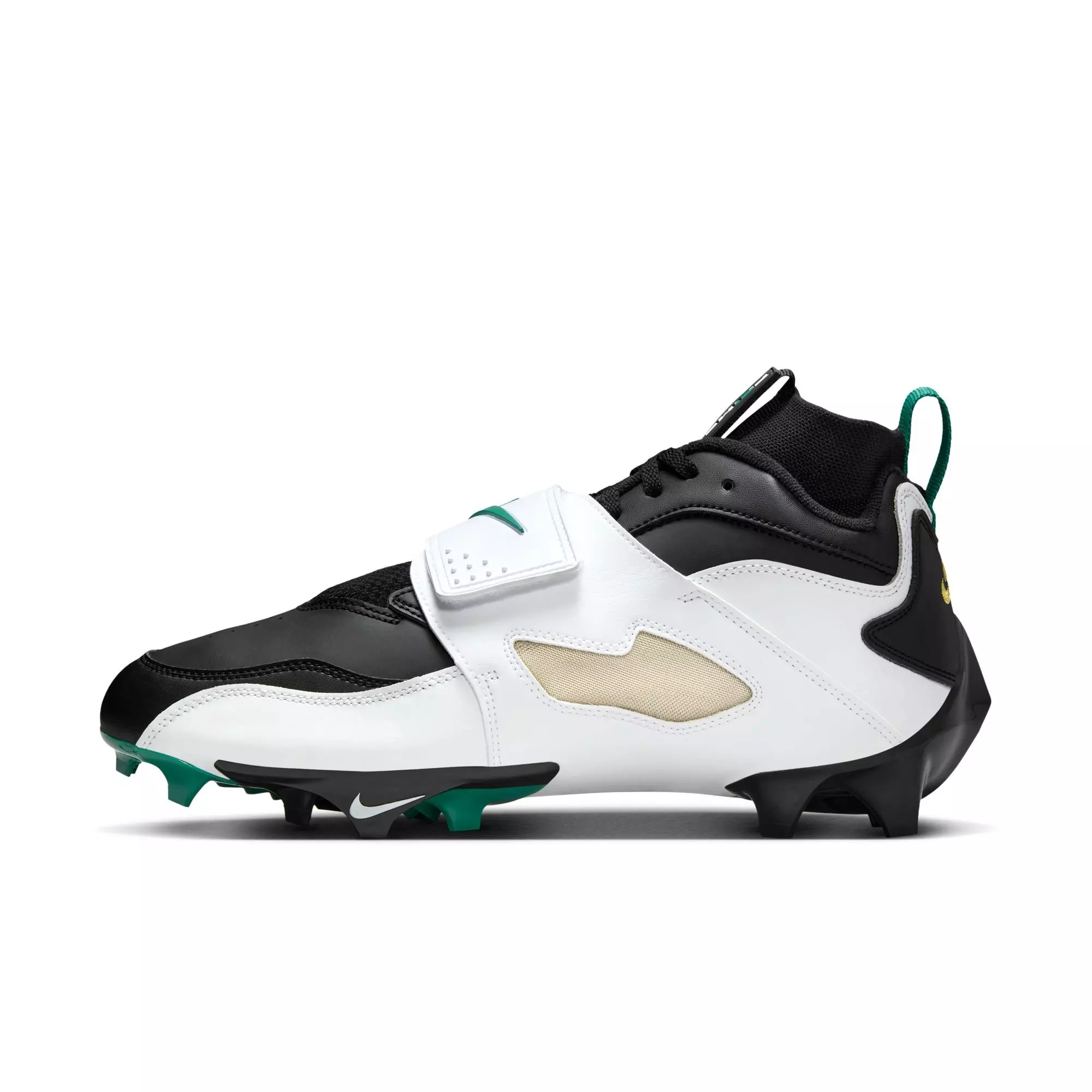 Nike Diamond Turf 93 TD "White/Black" Men's Football Cleat - WHITE/MYSTIC GREEN/BLACK