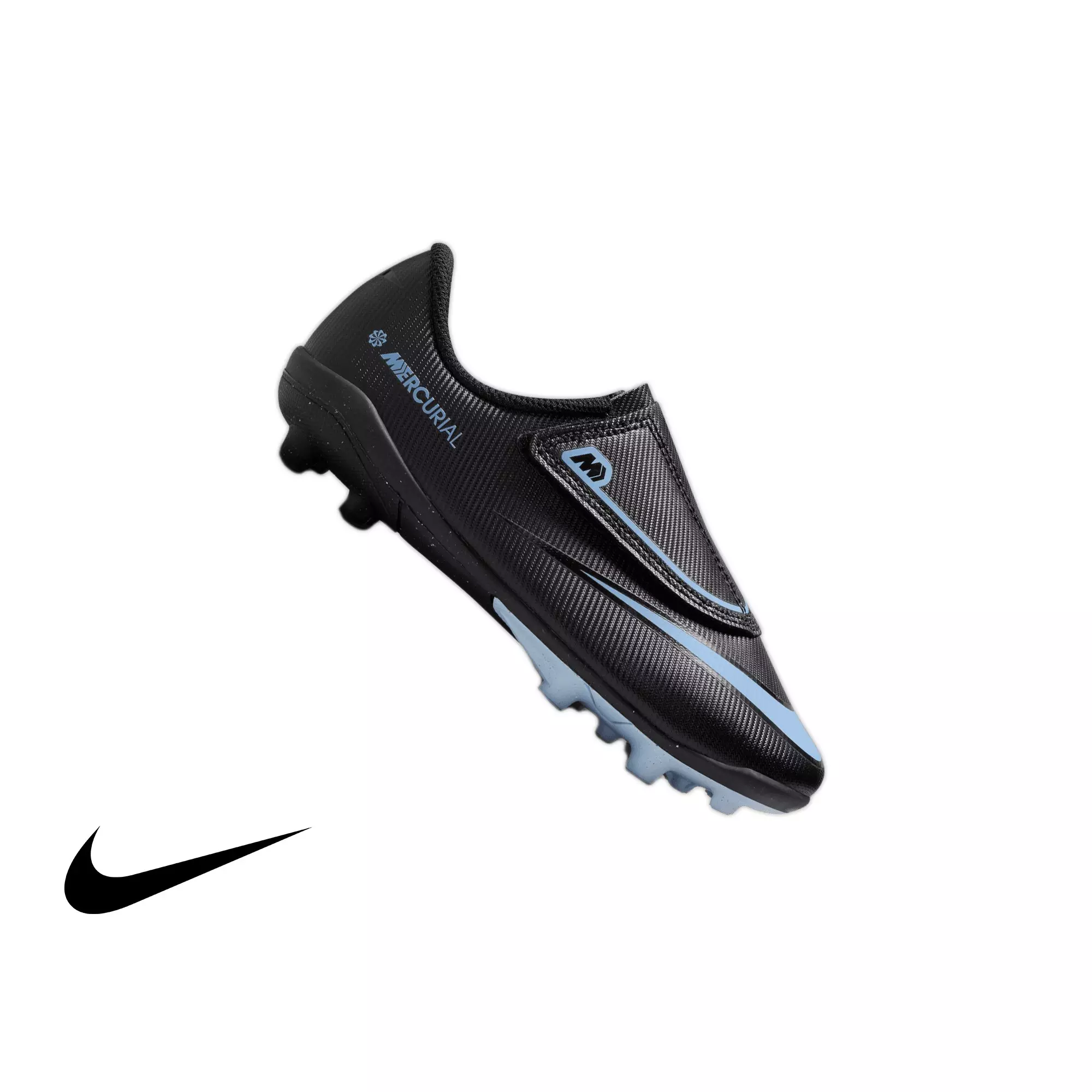 Nike Jr. Mercurial Vapor 16 Club "Ice Blue" Preschool Soccer Cleat - BLACK/BLUE