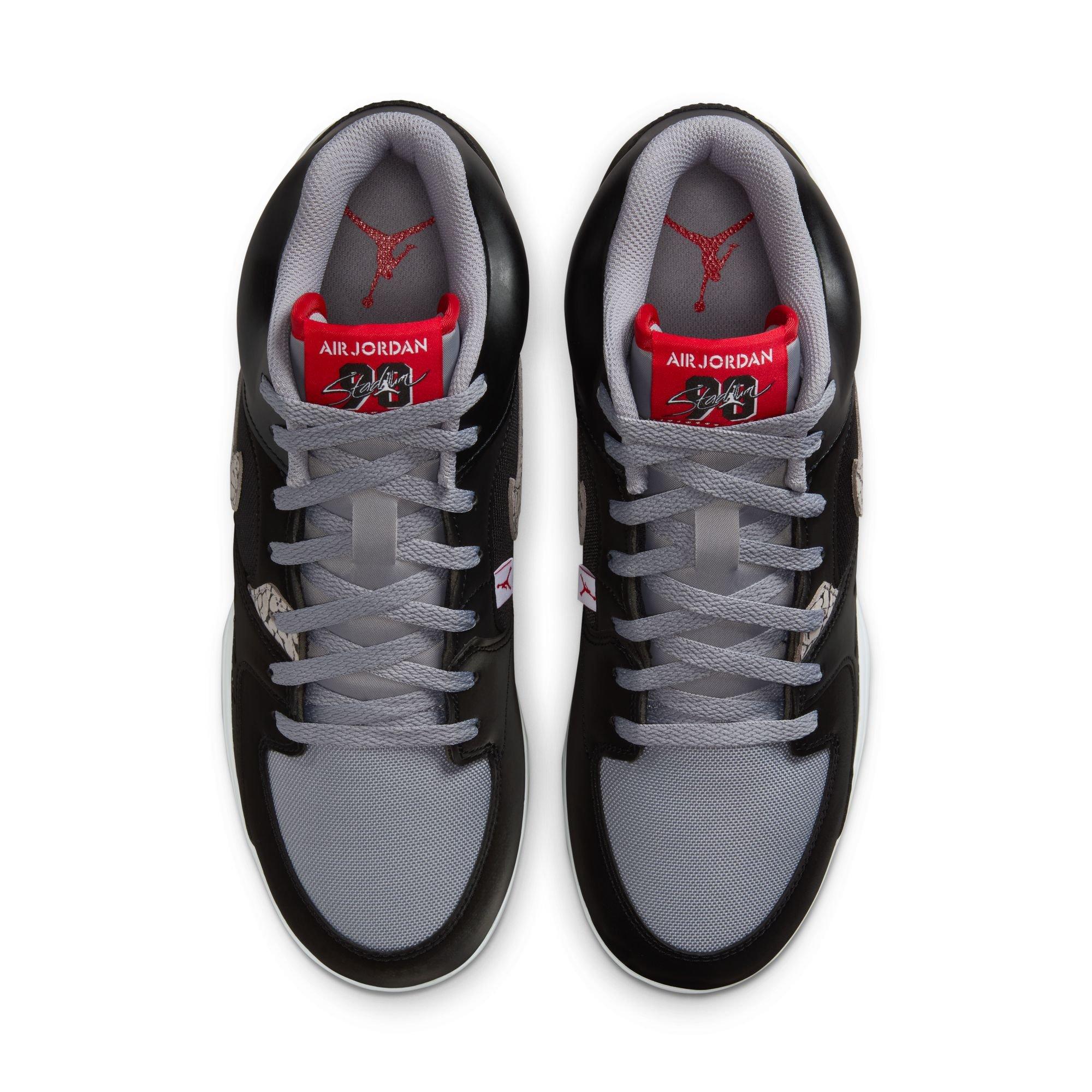 Jordan Stadium 90 Low TD "Black/Fire Red/Cement Grey/White" Men's Football Cleat - BLACK/GREY/RED Thumbnail View 6