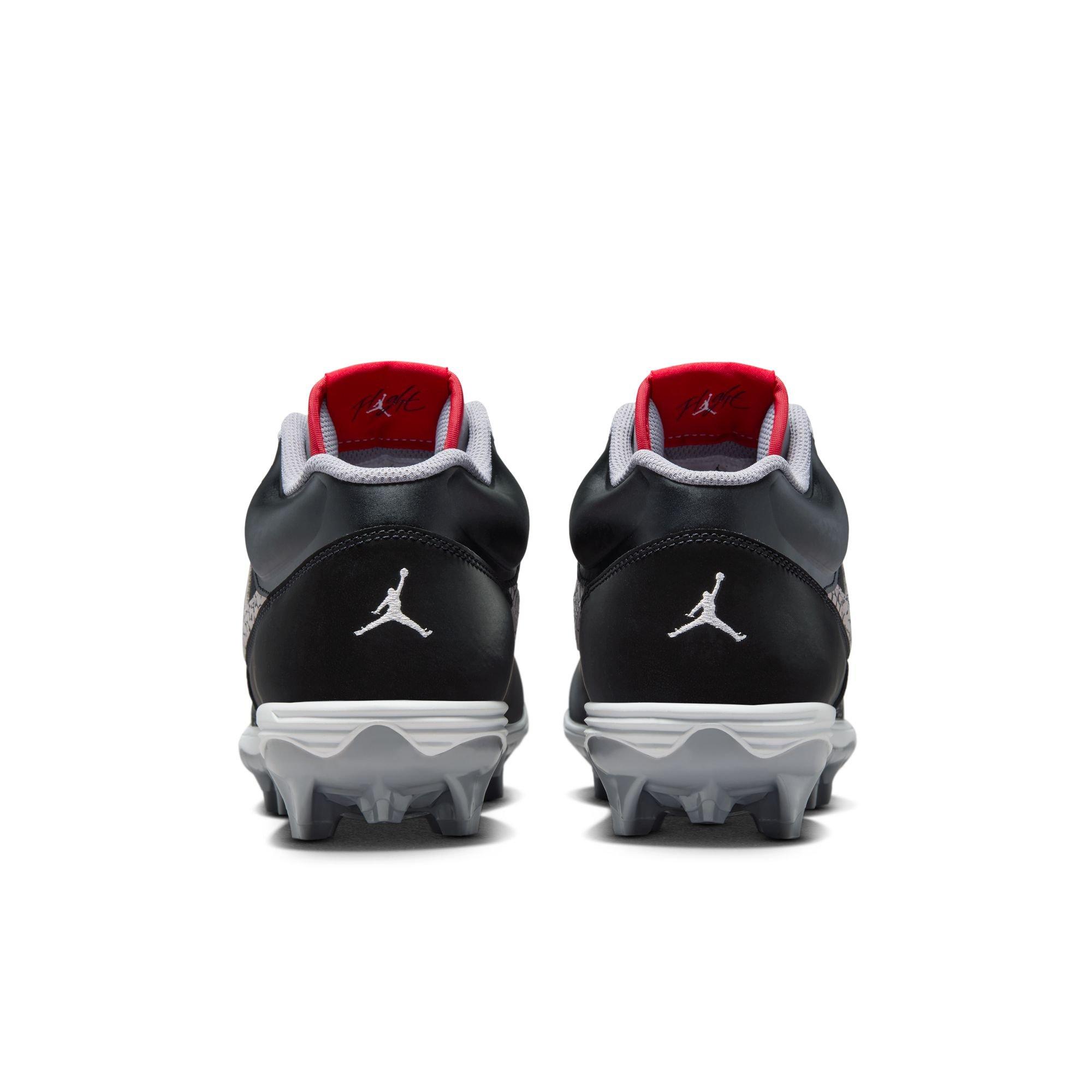Jordan Stadium 90 Low TD "Black/Fire Red/Cement Grey/White" Men's Football Cleat - BLACK/GREY/RED Thumbnail View 7