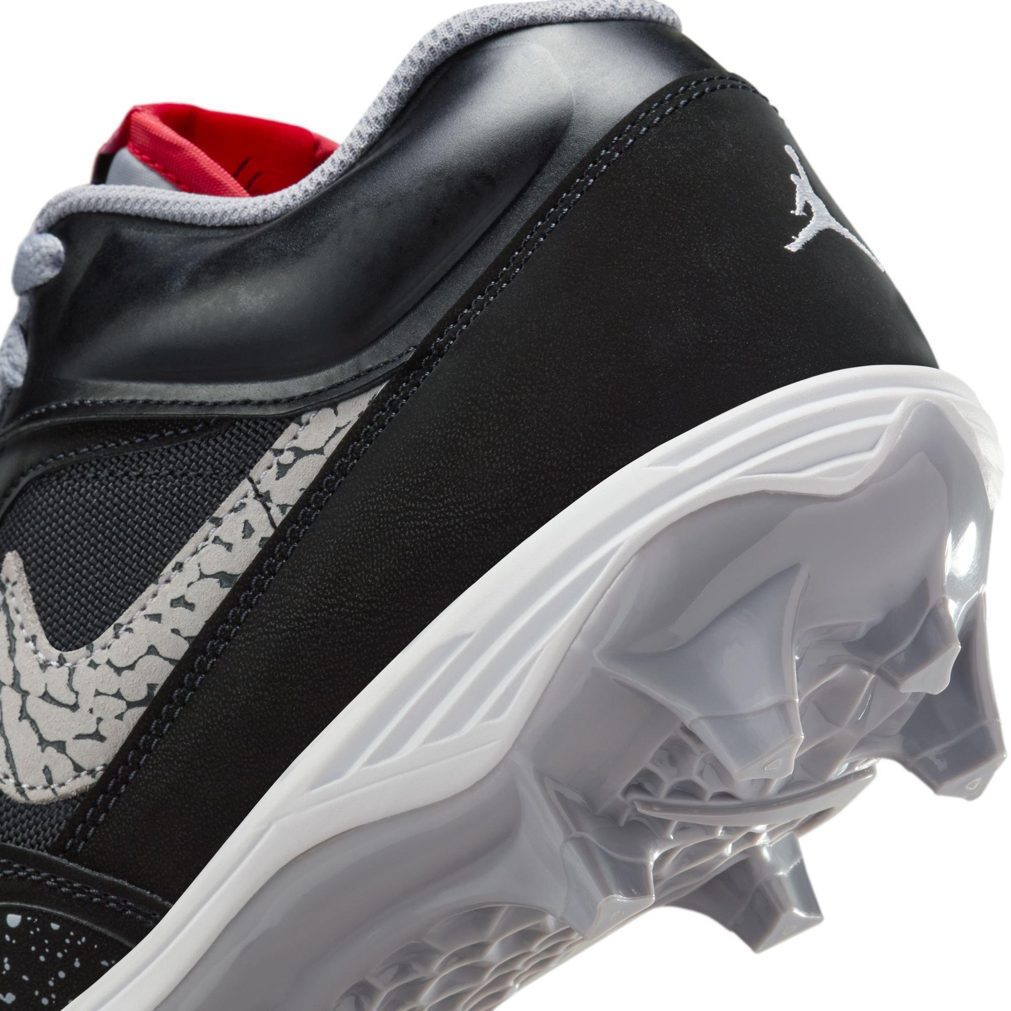 Jordan Stadium 90 Low TD "Black/Fire Red/Cement Grey/White" Men's Football Cleat - BLACK/GREY/RED Thumbnail View 11
