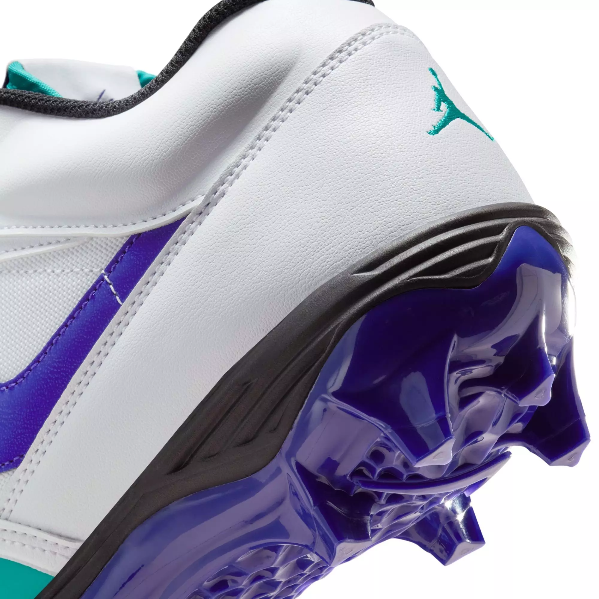 Jordan Stadium 90 Low TD "White/Grape Ice/New Emerald/Black" Men's Football Cleat - WHITE/PURPLE