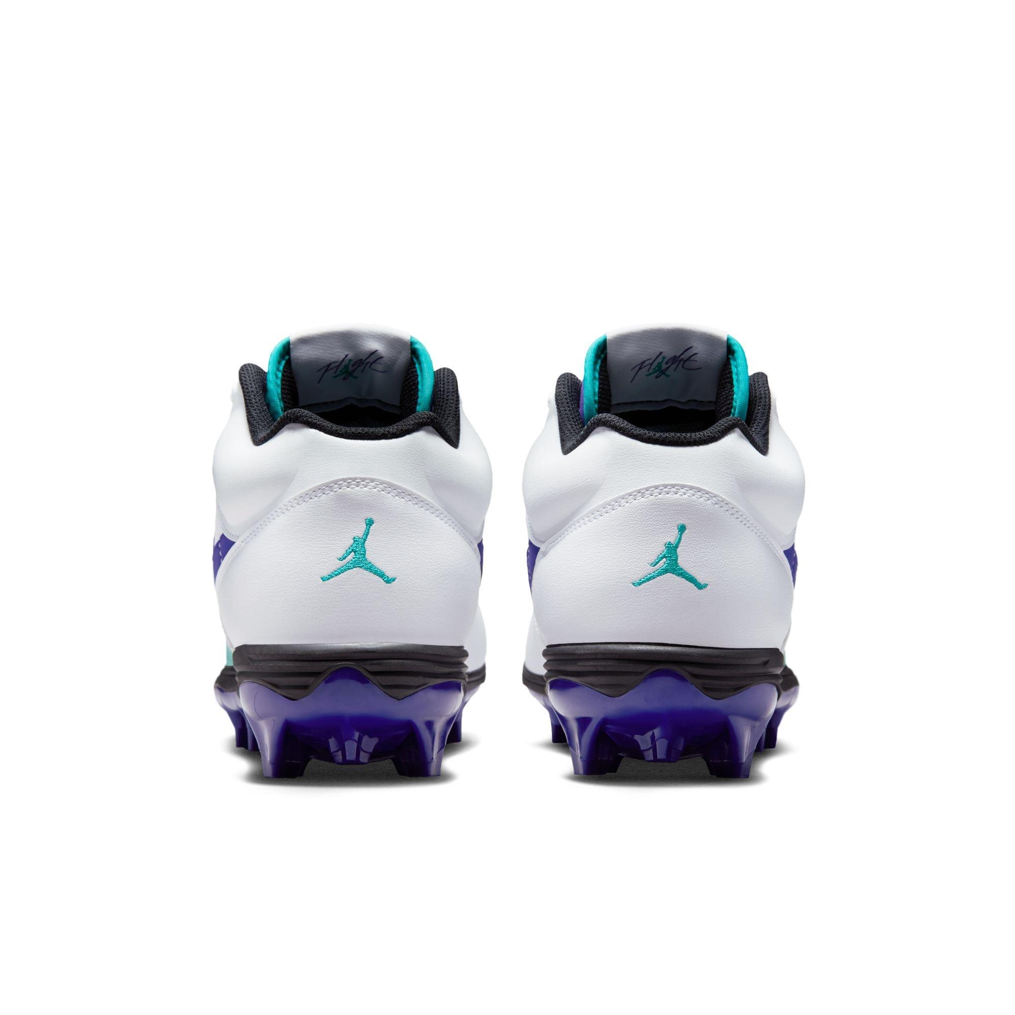 Jordan Stadium 90 Low TD "White/Grape Ice/New Emerald/Black" Men's Football Cleat - WHITE/PURPLE Thumbnail View 7