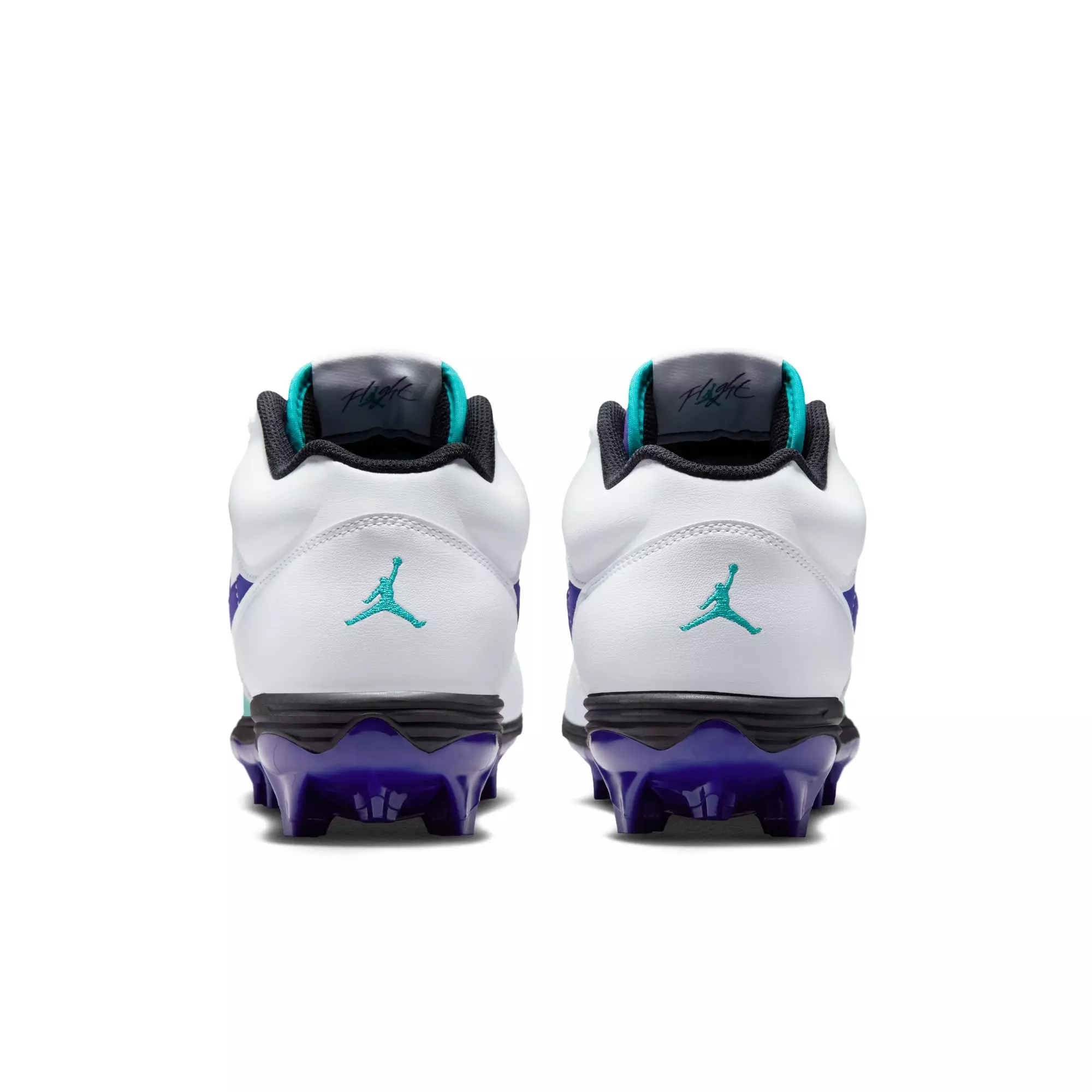 Jordan Stadium 90 Low TD "White/Grape Ice/New Emerald/Black" Men's Football Cleat - WHITE/PURPLE