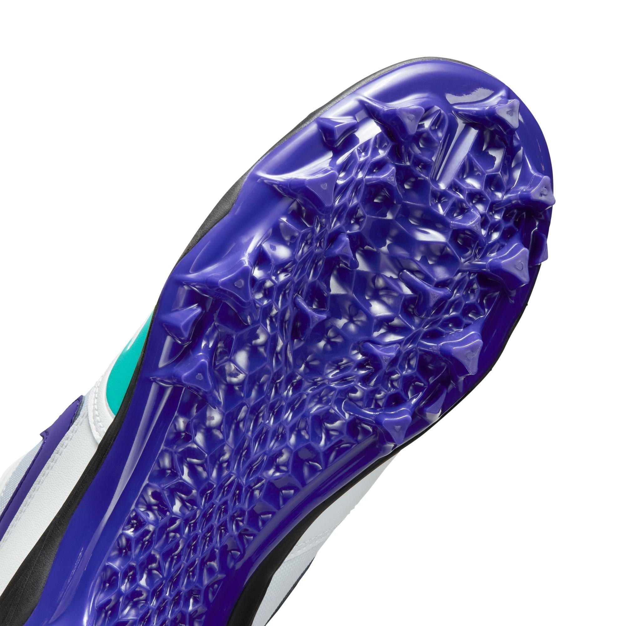 Jordan Stadium 90 Low TD "White/Grape Ice/New Emerald/Black" Men's Football Cleat - WHITE/PURPLE Thumbnail View 9