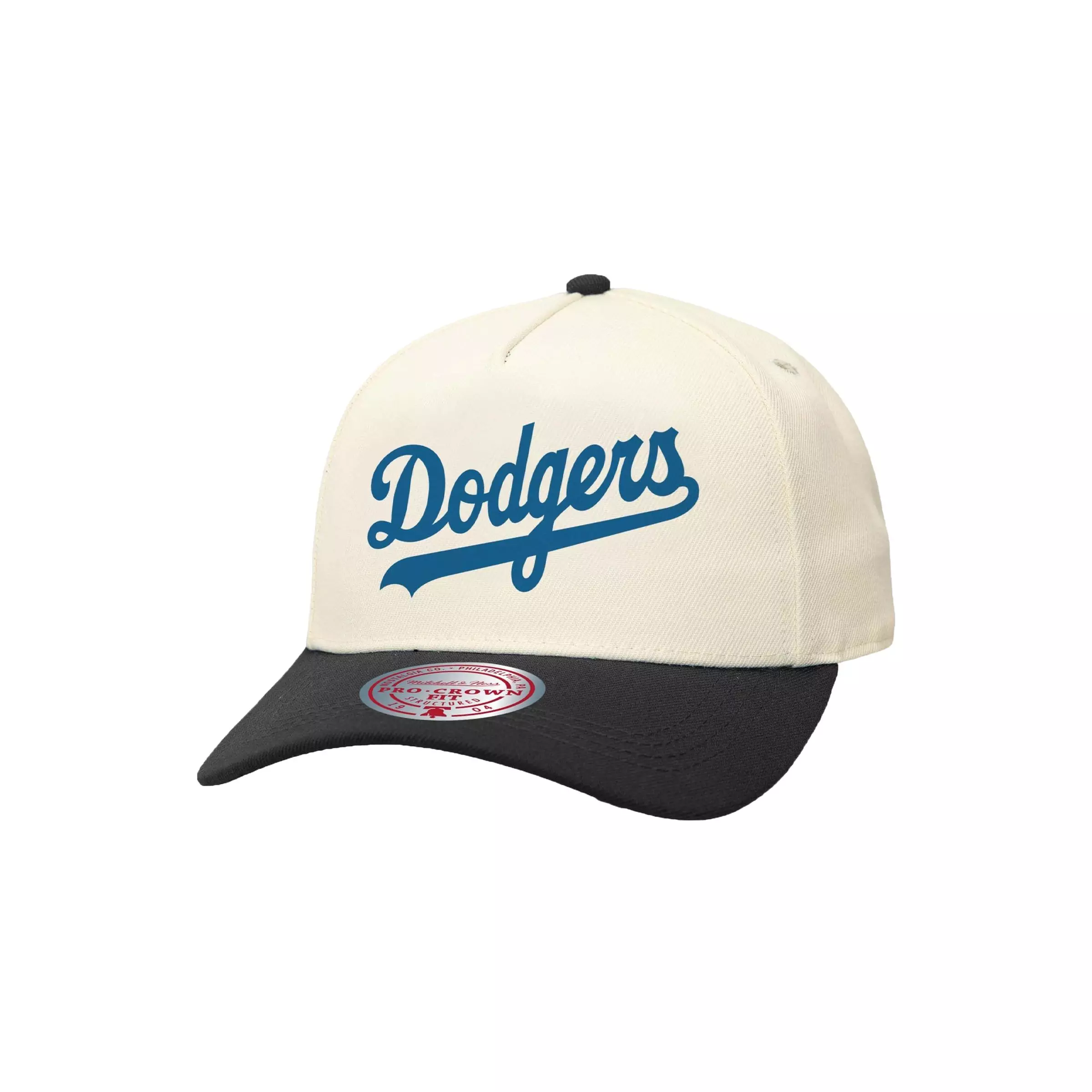 Mitchel & Ness Los Angeles Dodgers Off Word Snapback Hat-Off-White - CREAM